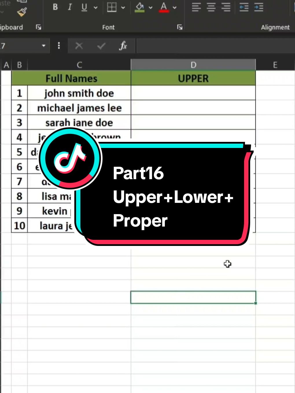 Part16 Upper+Lower+Proper #اتعلم_علي_تيك_توك #excel #اكسل #explore 