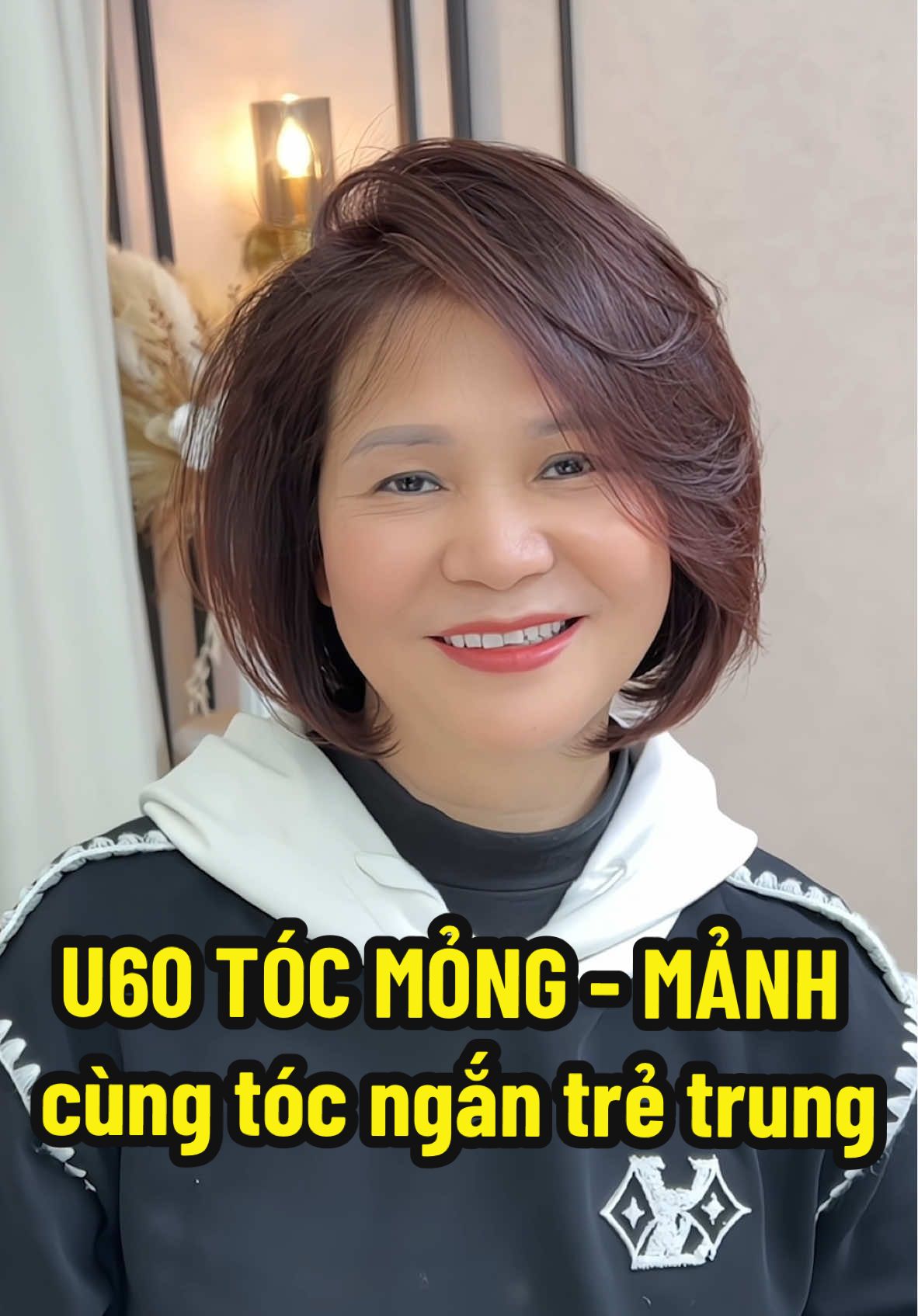 U60 tóc mỏng và mảnh yếu, cắt tóc ngắn trẻ trung không ngờ #tocngan #tocdep #U60 