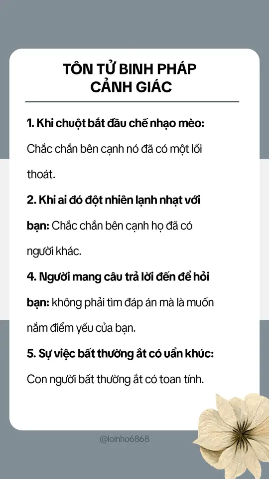 Hãy nghi nhớ! #binhphap #tichcuc #LearnOnTikTok #xuhuongtiktokk #suyngam #binhphaptontu #loinho6868