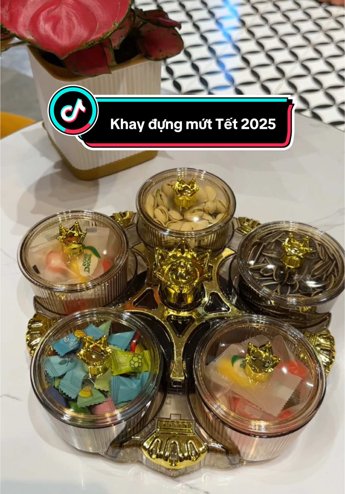 Bộ Khay Đựng Mứt Tết Mẫu 2025 Có Nắp Chống Bụi, Xoay 360 độ #khaydungmuttet #khaydungbanhkeo 