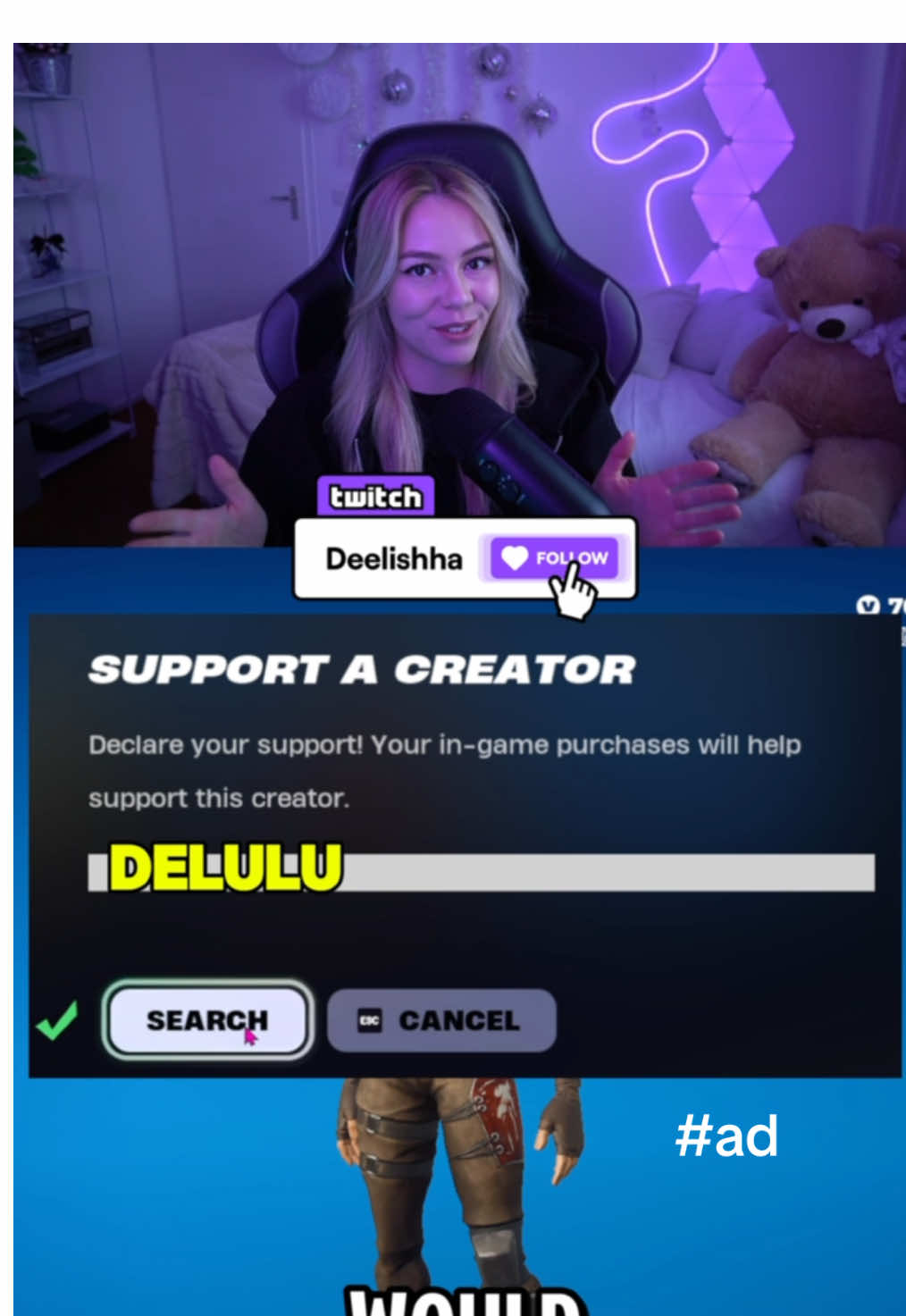 Code: Delulu #ad #fortnite #fortniteclips #fortniteog #fortniteitemshop #fortnitebr #fortnitememes #fyp #voorjou #foryou #foryoupage 