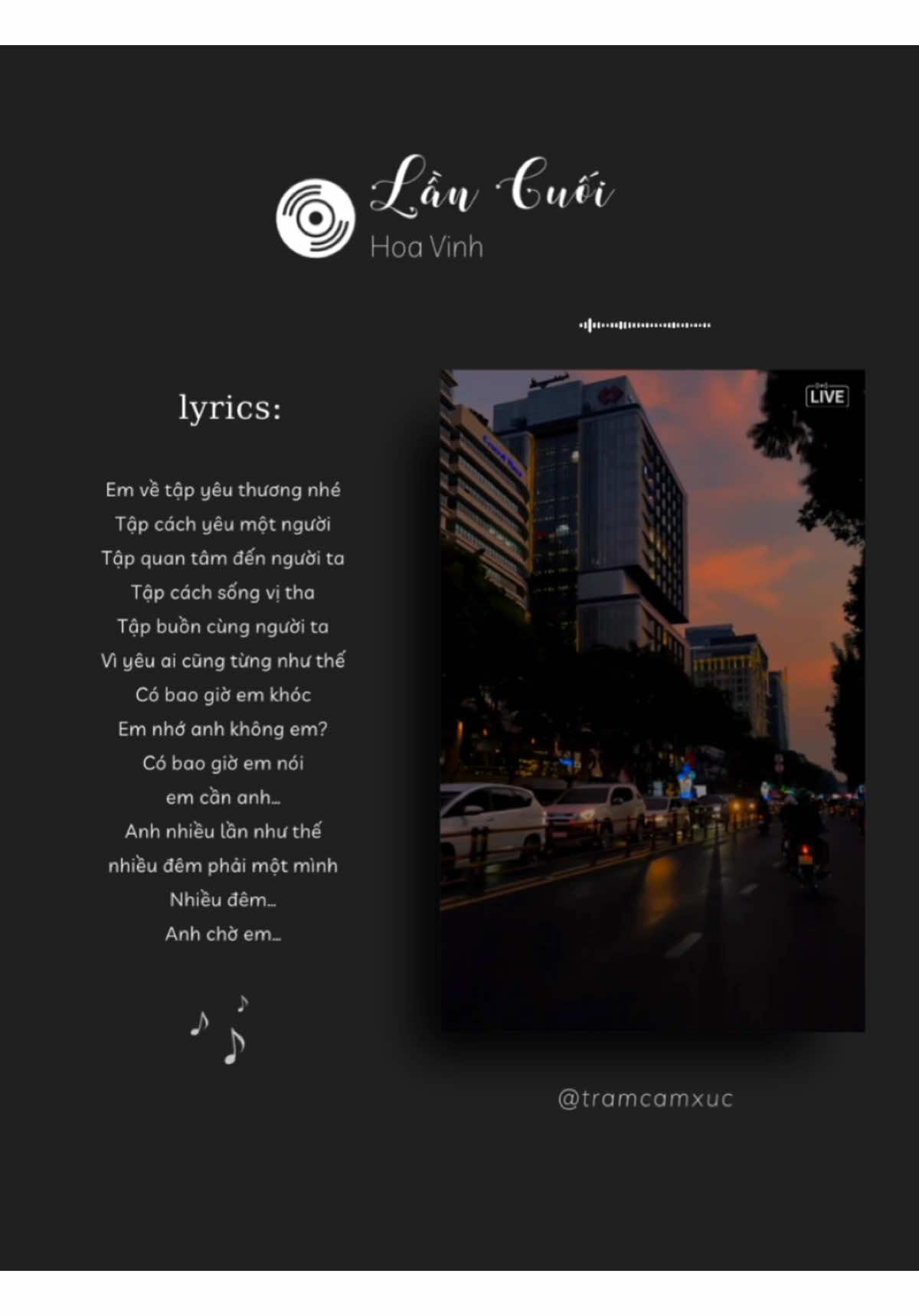 Em về tập yêu thương nhé, Tập cách yêu một người… #tramcamxuc #lancuoi #hoavinh #khacviet #nhachaymoingay #music #lyrics #amnhac #xuhuong 