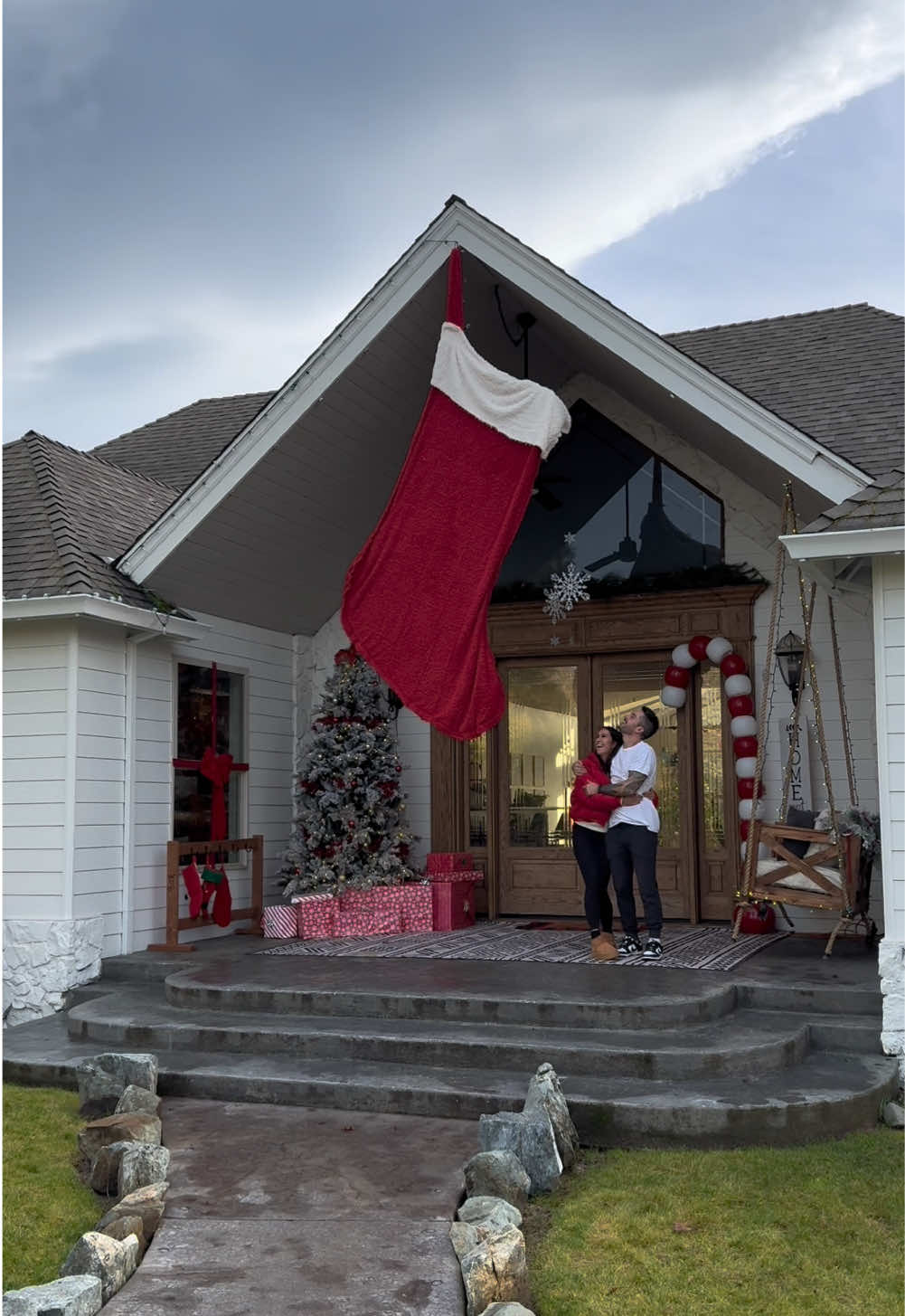 Yes, I literally learned how to sew so that I could make this project. So this is both the most cozy sleeping bag ever, and also the biggest stocking you’ve ever seen. Thankful for a wife who still thinks I’m funny, even after 12 years of marriage! Who wants a giant stocking? #giantstocking #DIY #stocking #christmas 