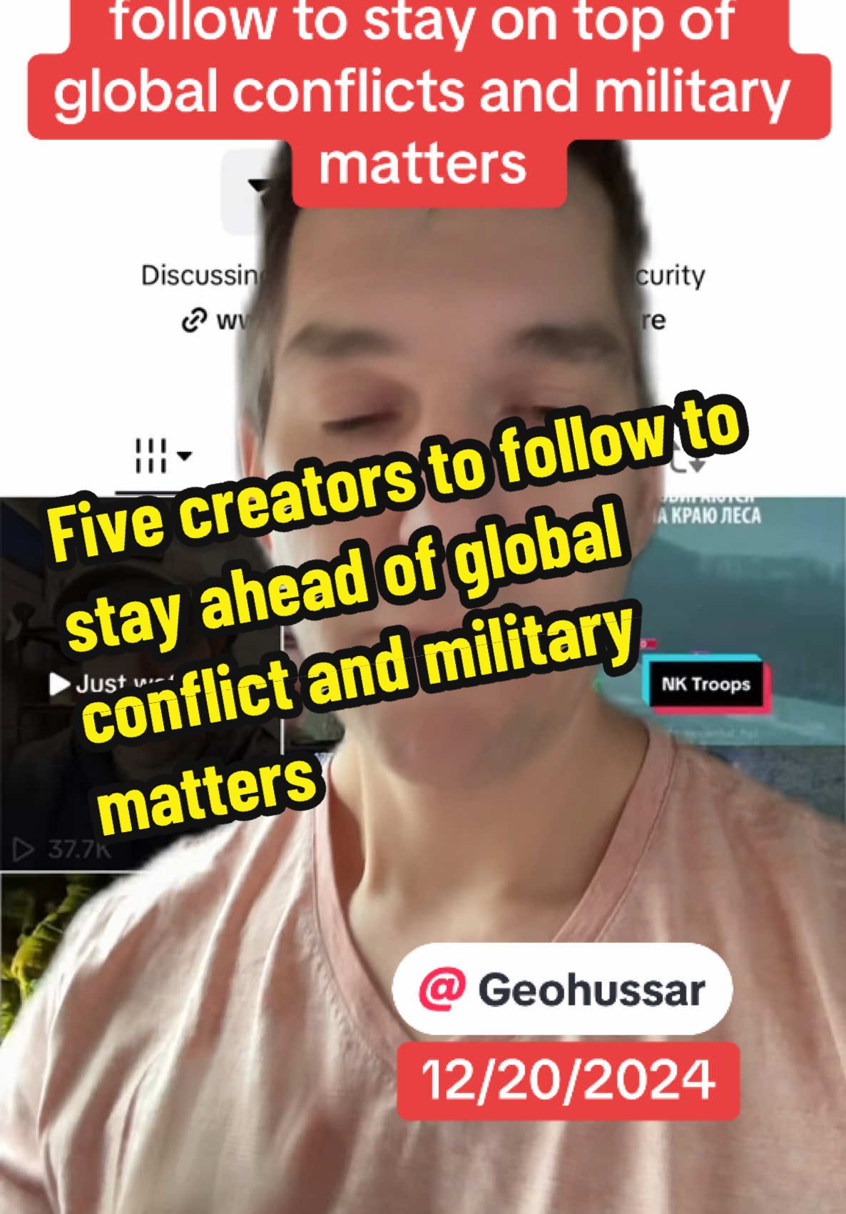 #greenscreen five creators you should follow if you wanna stay ahead of global conflicts and other military matters. #military #miltok #Army #Navy #Marines #WorldEvents #Tactical #global @that.intel.guy @Chad Scott @Alex Hollings @MandatoryFunDay 