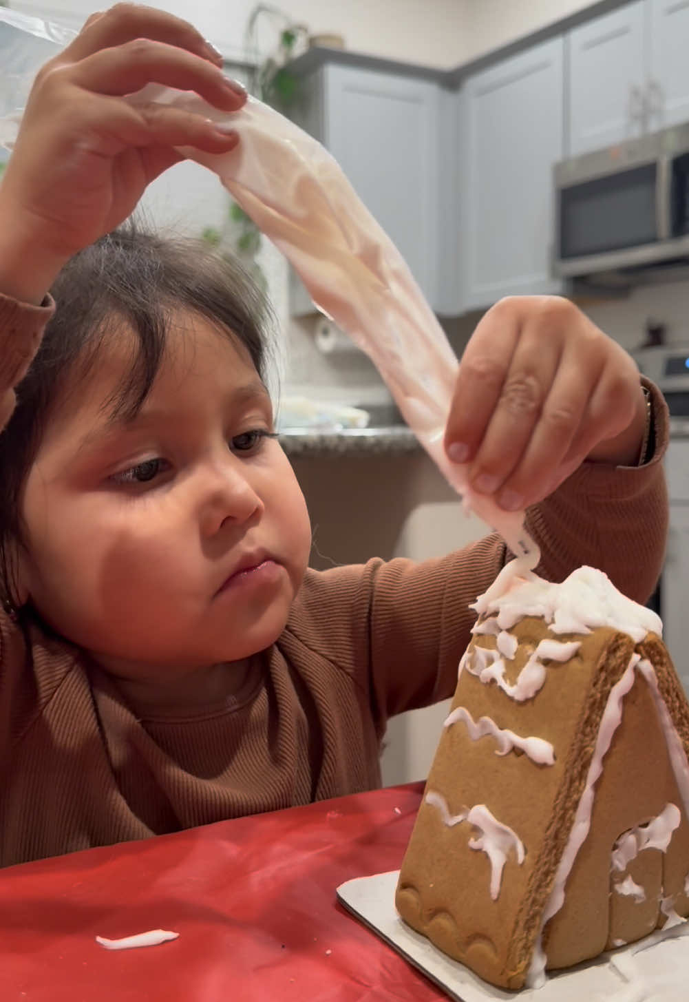 Decorando Casitas de Galleta De Jengibre 🥹❤️ #fypシ #phoenix #arizona #parati #christmas #family #merrychristmas #gingerbread 