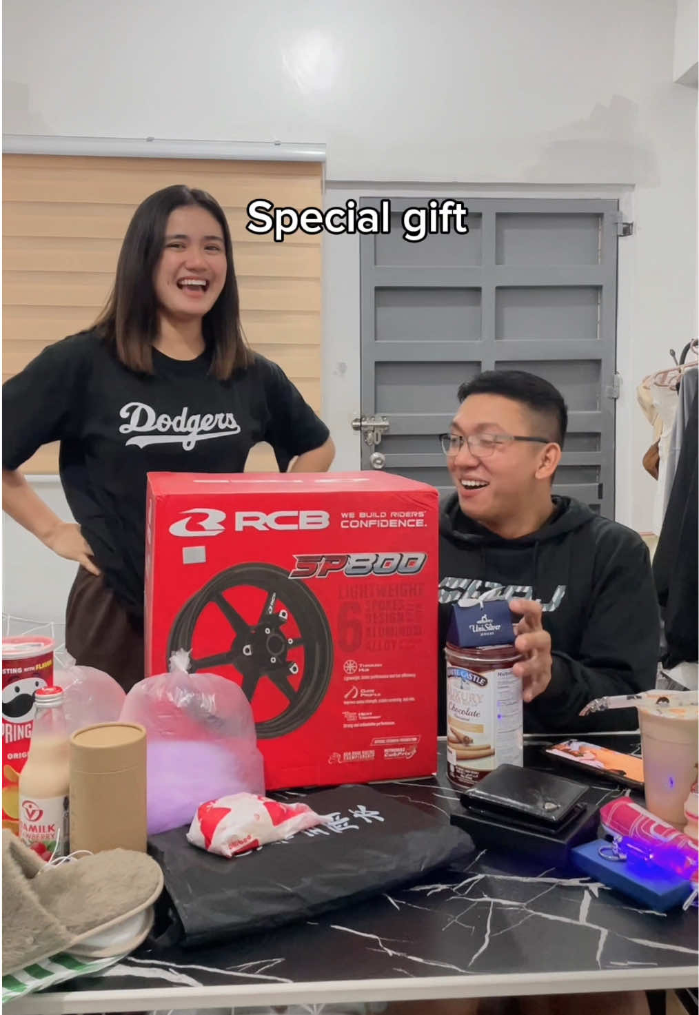 Exchange gift challenge with my Fiancé🥰✨ (HOLIDAY EDITION) #mjandcas #couple #couplestiktok #exchangegift #fyp 