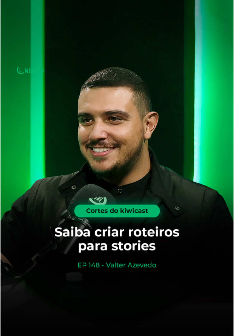 Você sabe criar roteiros de stories que engajam? O @valterazevedobr ensinou pra gente lá no Kiwicast 148.  O link para você ver o episódio completo está na nossa bio. 