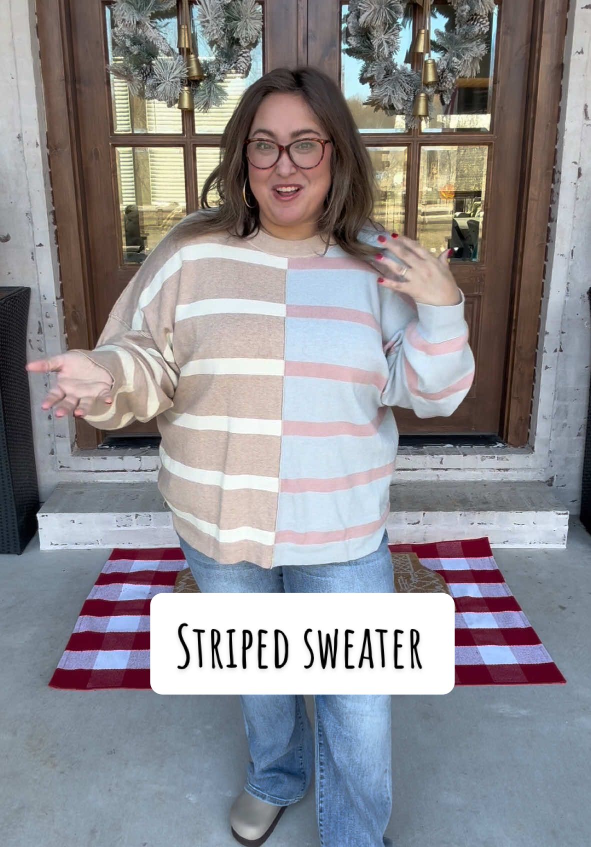 Striped sweater from @Evaless_official #sweater #stripedsweater #plussize #ttsdelightnow #treasurefinds#ttsstarcreator #giftguide #tiktokshopcreatorpicks #mademyyear #newyearnewaura  #tiktokshopyearendsale 