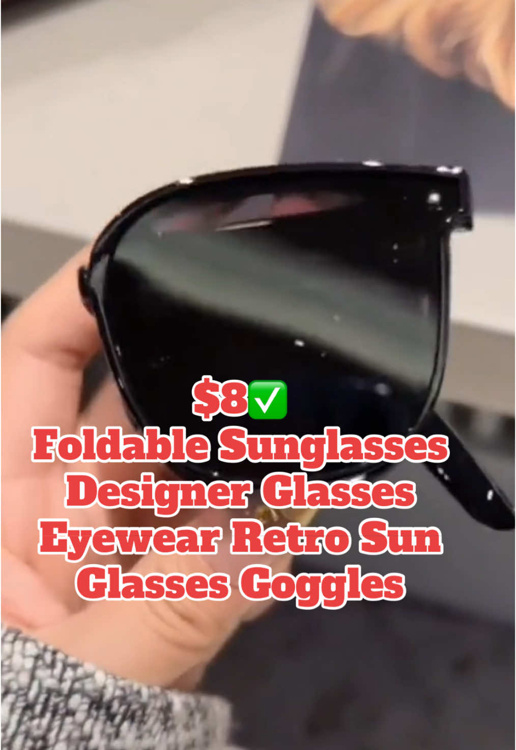 $8✅ Foldable Sunglasses Designer Glasses Eyewear Retro Sun Glasses Goggles