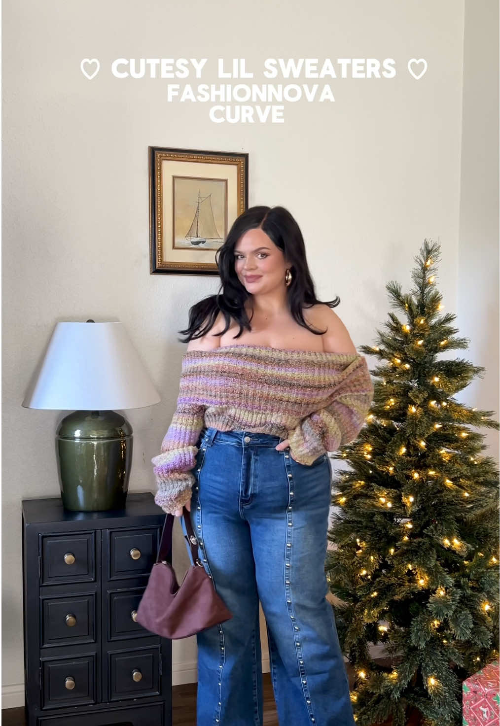 @FashionNovaCURVE Winter wardrobe staples ❄️✨ Sweater: Autumn Leaves Off Shoulder Sweater  1st Jeans: Getting Entangled Studded Stretch Flare Jeans - Dark Wash 2nd jeans: Left Him Speechless Straight Leg Jeans - Vintage Wash