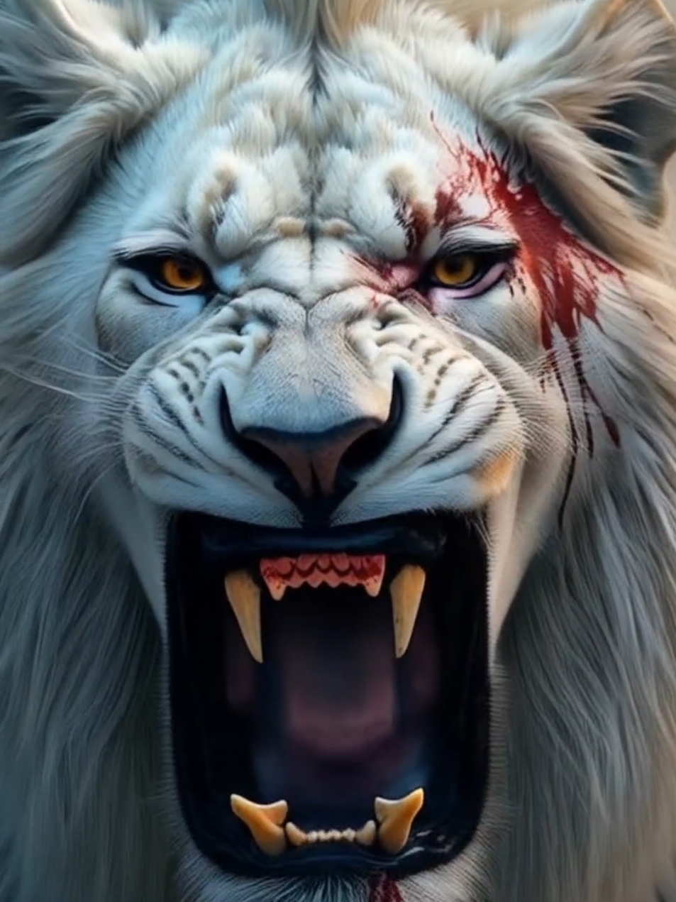 white bloody lion #goviral #4k #lion #fyyy #fyp #fypfyp #livewallpaper #4kwallpaper #lionwallpaper #wallpaper4k #viral #hd #ai 