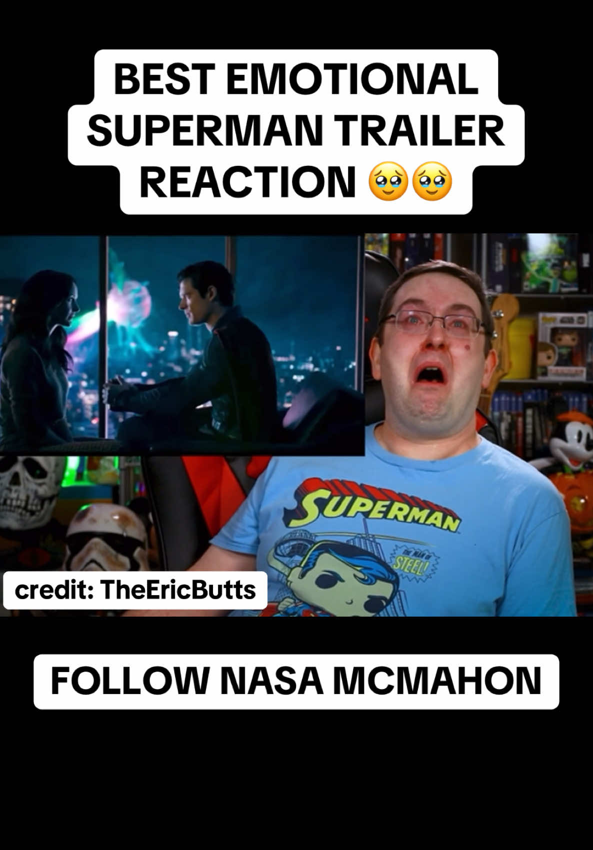 🥹🥹 BEST EMOTIONAL SUPERMAN TRAILER REACTION!! Was also guy crying at starwars trailer #superman #dccomics #superhero #comics #movies #starwars #crying 