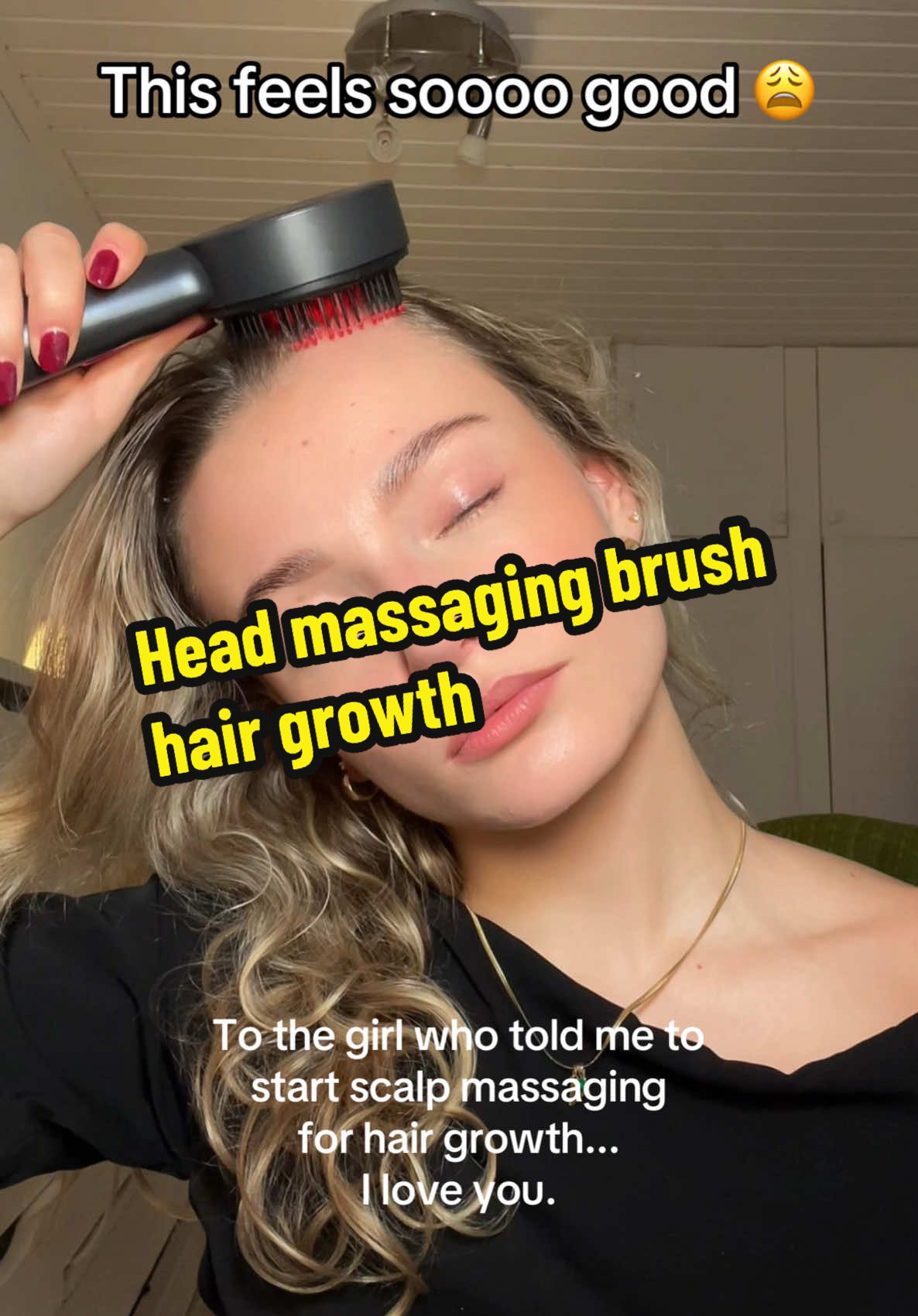 Scalp massage a few nights a week for hair growth >>> #scalpmassage #hairoiling #hairgrowth #headmassage #newyearnewaura #tiktokshopholidayhaul head massaging scalp massager brush tagged from tiktok shop