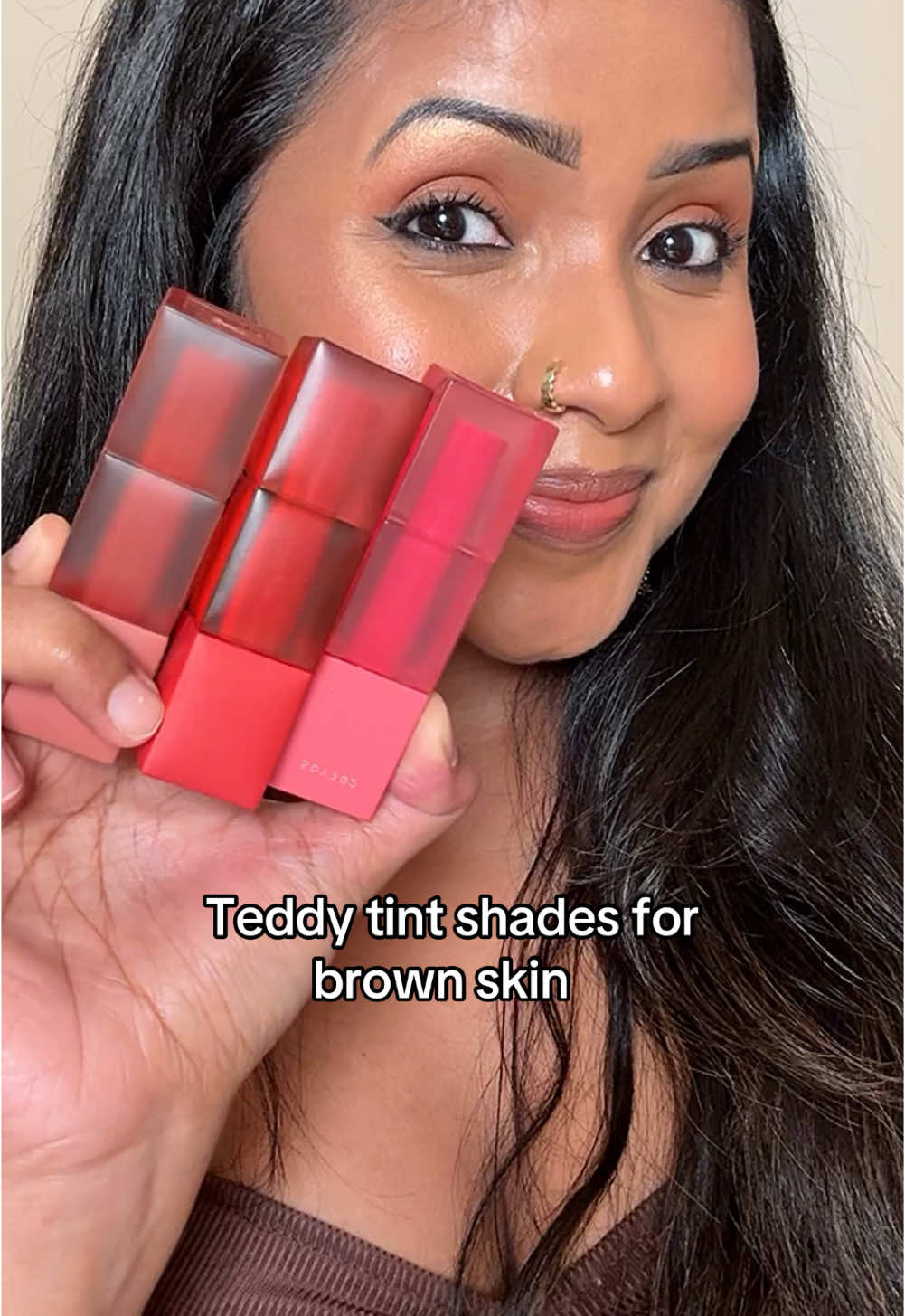 Shade 1 or 2?? I tried shade 30 and 15. Last one literally shade of my lips😍 @Maybelline NY #teddytints #browngirl #makeuptutorial #lipcpmbo #MakeupRoutine #howto #easy #desi #christmasmakeup #newyearmakeup 