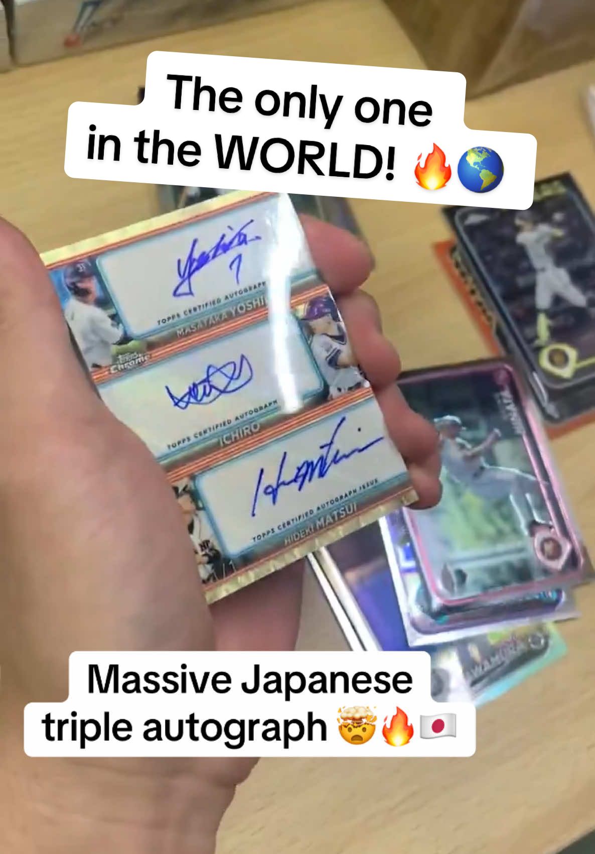 The ONLY ONE in the WORLD 🔥🌎🤯🇯🇵 How would YOU react if u pulled this card?? 😅 #sportscards #baseball #npb #japan #japanese #collect #collection #packopening #react #reaction #happy #nostalgia #ichiro #MLB #topps #foru #fy #mysteryblx 