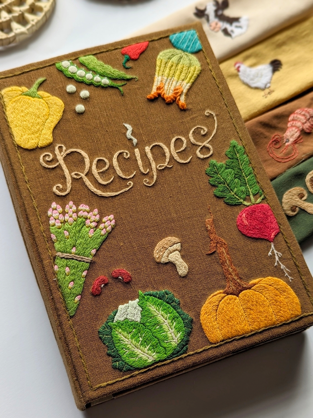 Recipe Lapbook - Quick Flip-Through of the Vegetable/Fruits Version. 🥝 #handembroidery #fyp #fypシ #Recipe #journal #handmade  #embroidery 