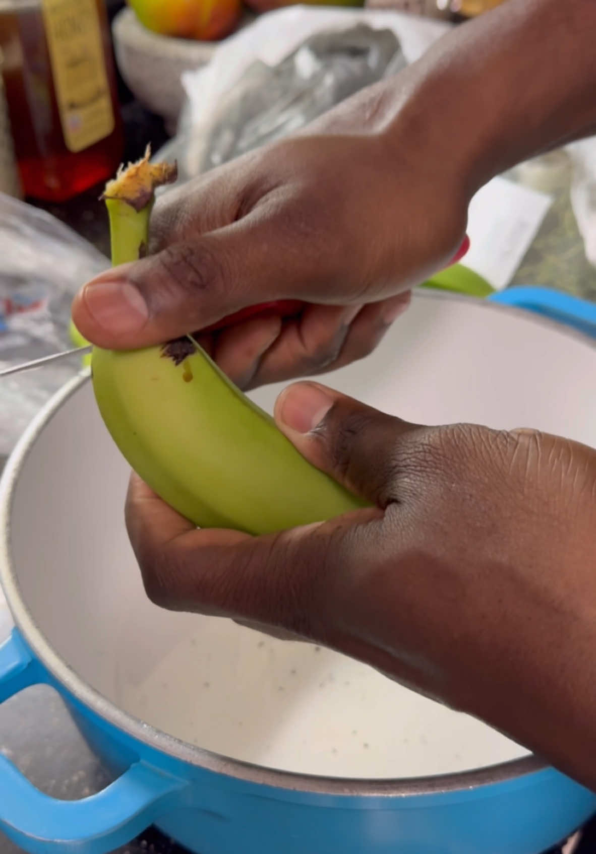Quickest and Easiest way to prepare green bananas🇯🇲 #badbwoykitchen #badbwoycooking 
