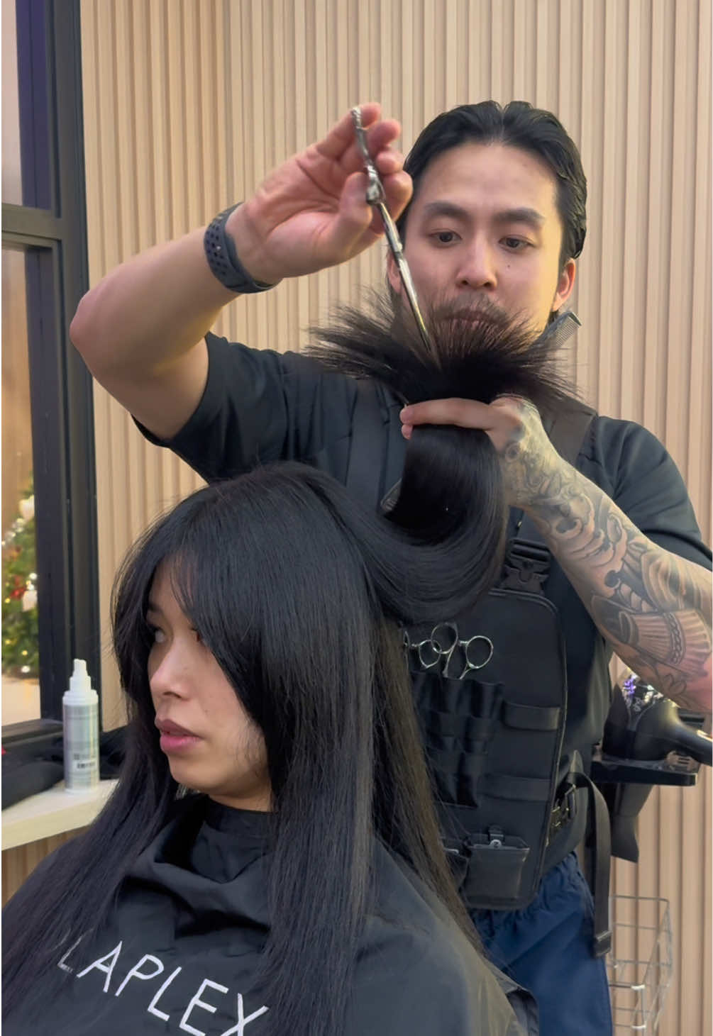 Turning my sister into Sabrina! 🫣🤣 @ultrafadebyrich @jtgeezee  I love using @osakascissors longer scissors (CLZ 7.0) for deeper texture ❤️ ✂️  #osakascissors #japaneseblade #smooth 