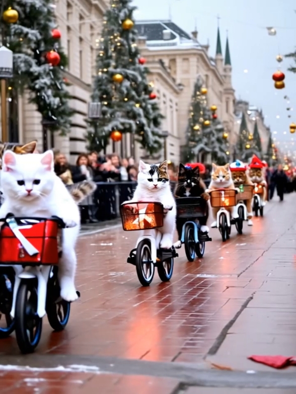 Cat is riding #tiktok #fyp #usa #cute #animal #show #baby #adorable #fyp #foryou #christmas #christmas2024 #christmas2025 #christmastiktok #santa  #animalchristmas @cute funny animal @cute funny animal 