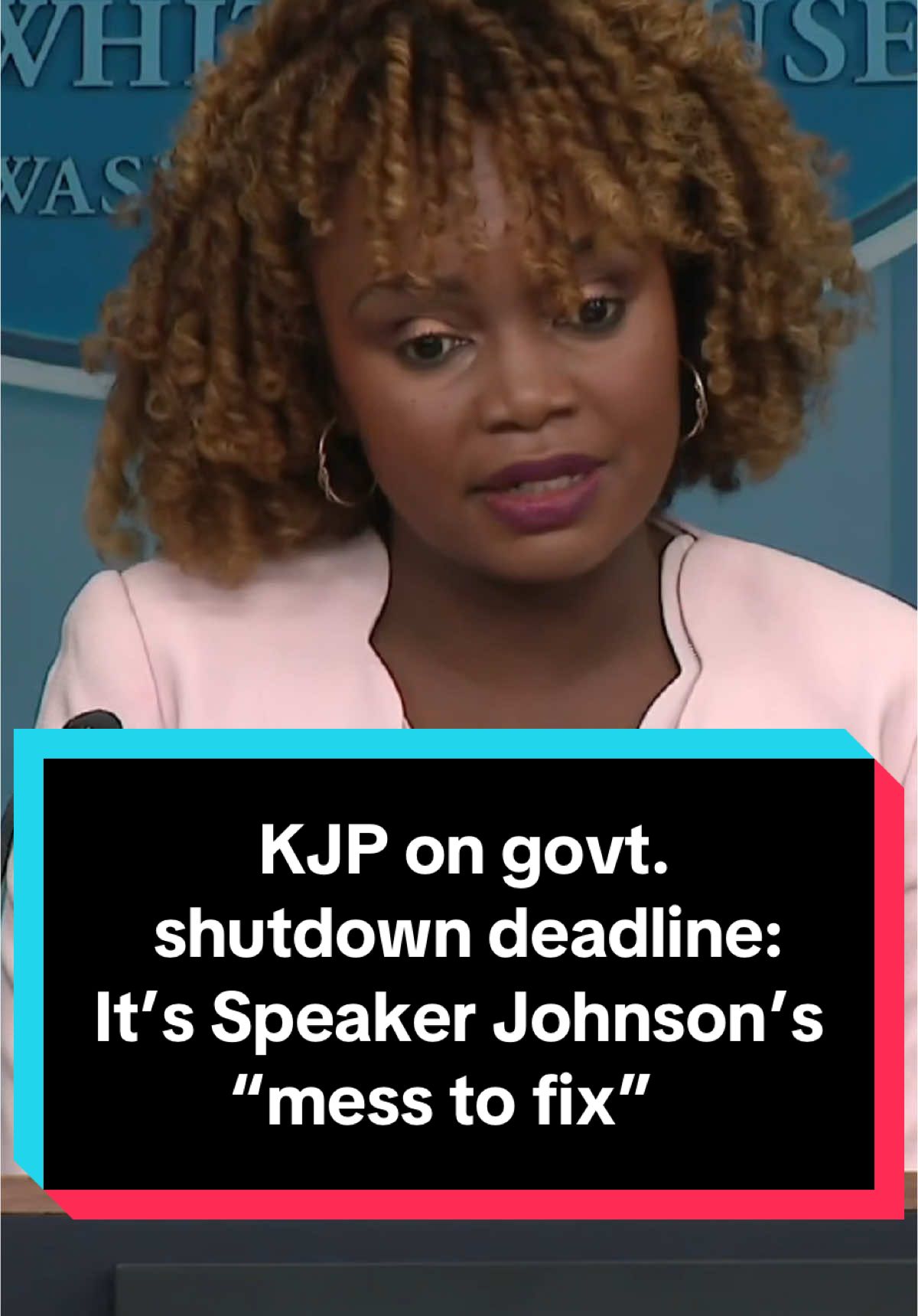 White House Press Secretary Karine Jean-Pierre addresses the potential for a government shutdown on Friday saying, 