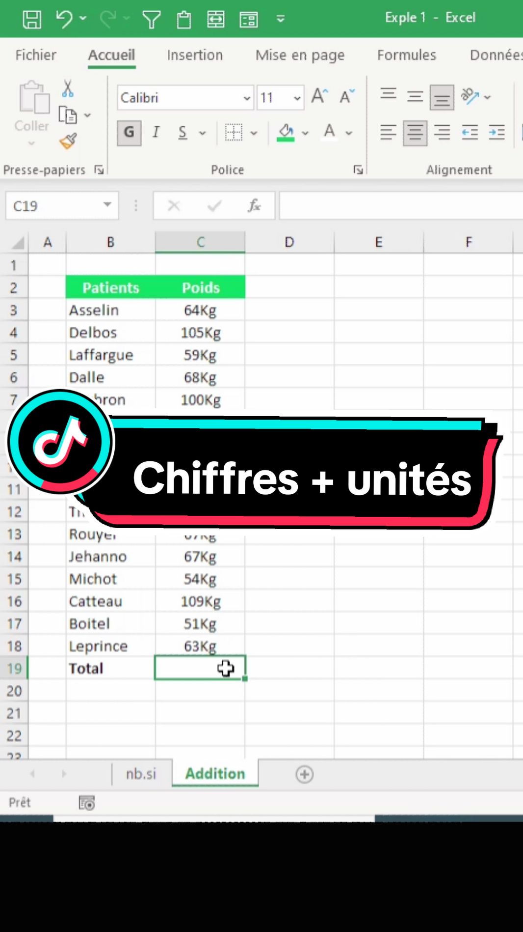 Additionne les chiffres avec les unités sur excel. #exceltips #excelgrowth #excel #excelastuce #microsoftexcel #apprendresurtiktok #apprendreexcel #tutoexcel #tutoriel #excelfrancais 