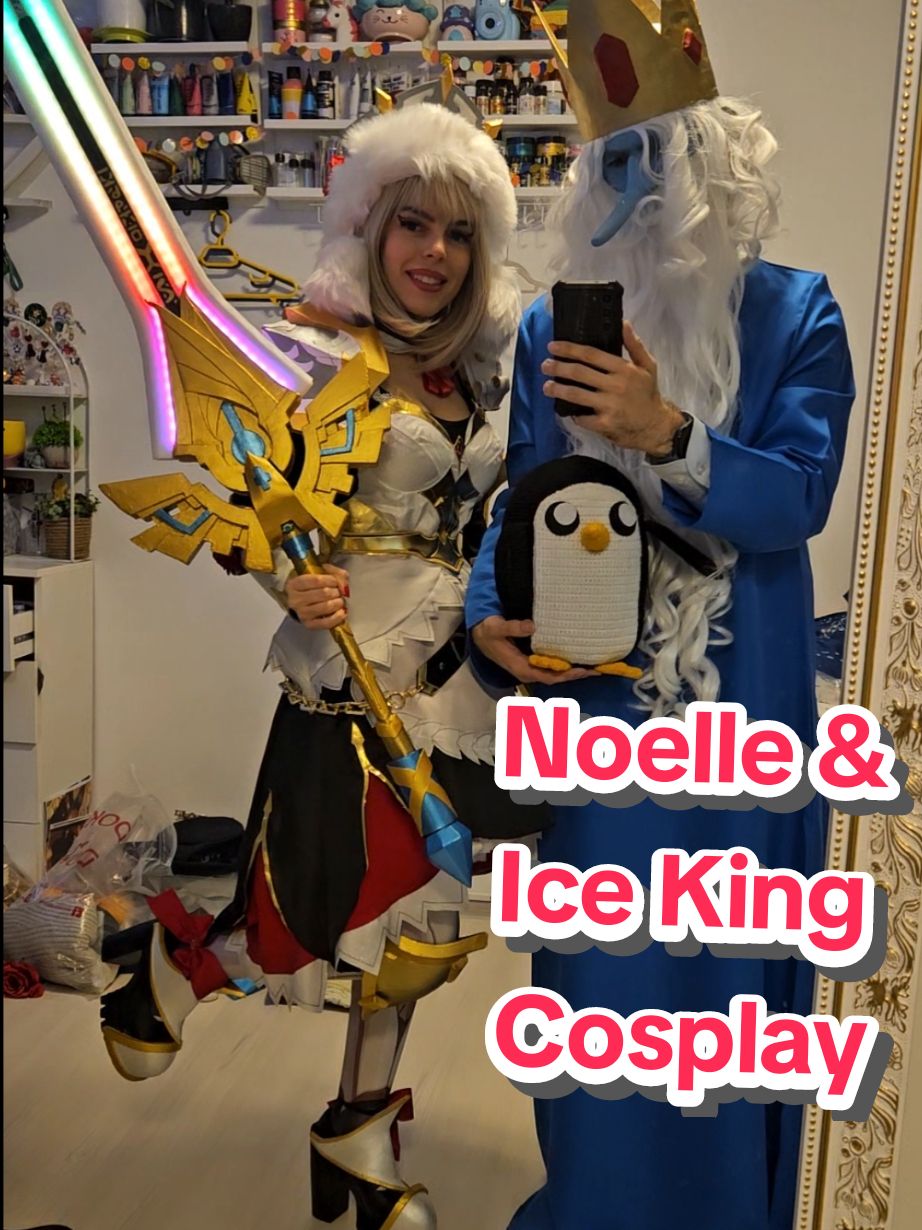 Cosplay Transition...❄️ @Corabieru Ana as Noelle from Genshin Impact & Ice King ... oh and Gunther 🐧 @GenshinImpact_En @原神（Genshin）公式  #fyp #adventuretime #genshin #noelle #cosplay