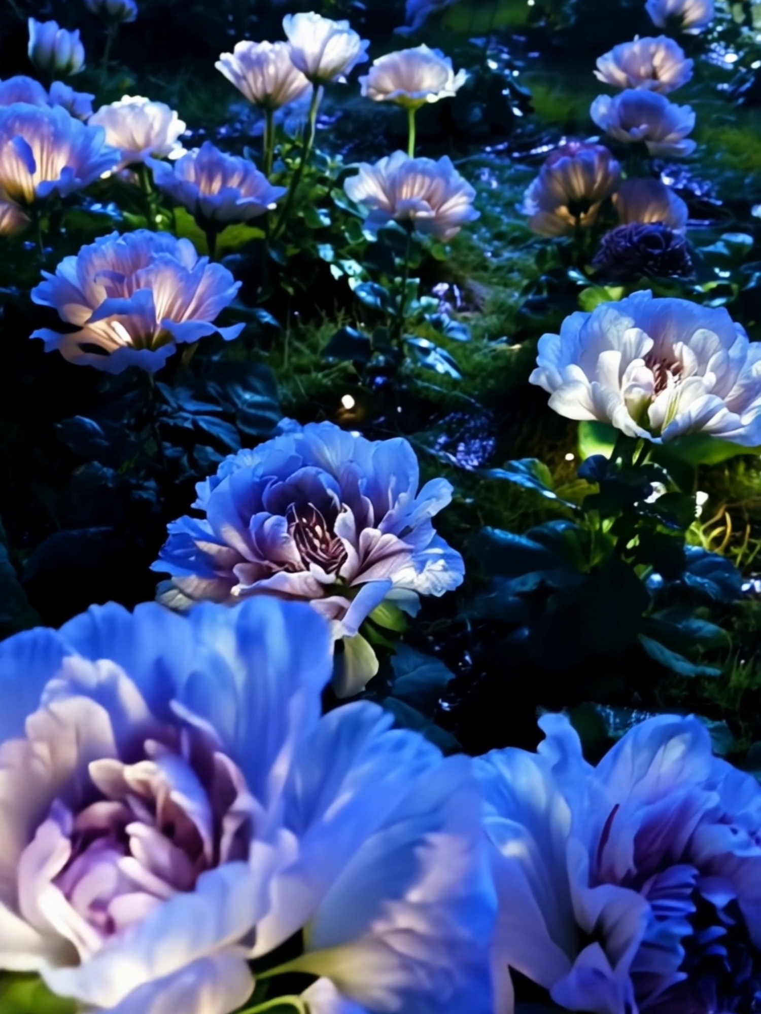 A glowing meadow with bioluminescent flowers and starlit trees.  #flowers #aesthetic #bioluminescent #bioluminescence ##usa🇺🇸 #usa_tiktok #countryside #peaceful