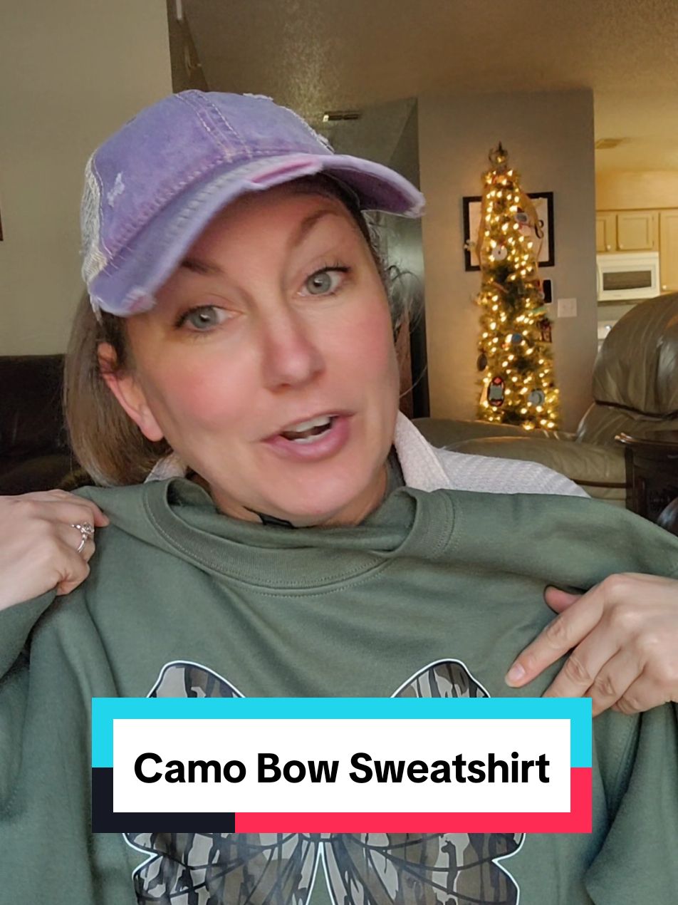 Casual camo, a trend? Where I come from it's always been in style! I got my daughter this camo bow sweatshirt for Christmas from the TikTokShop and it's super cute! Click the shopping cart and choose your favorite color today! #camo #comfy #tiktokshopholidayhaul 