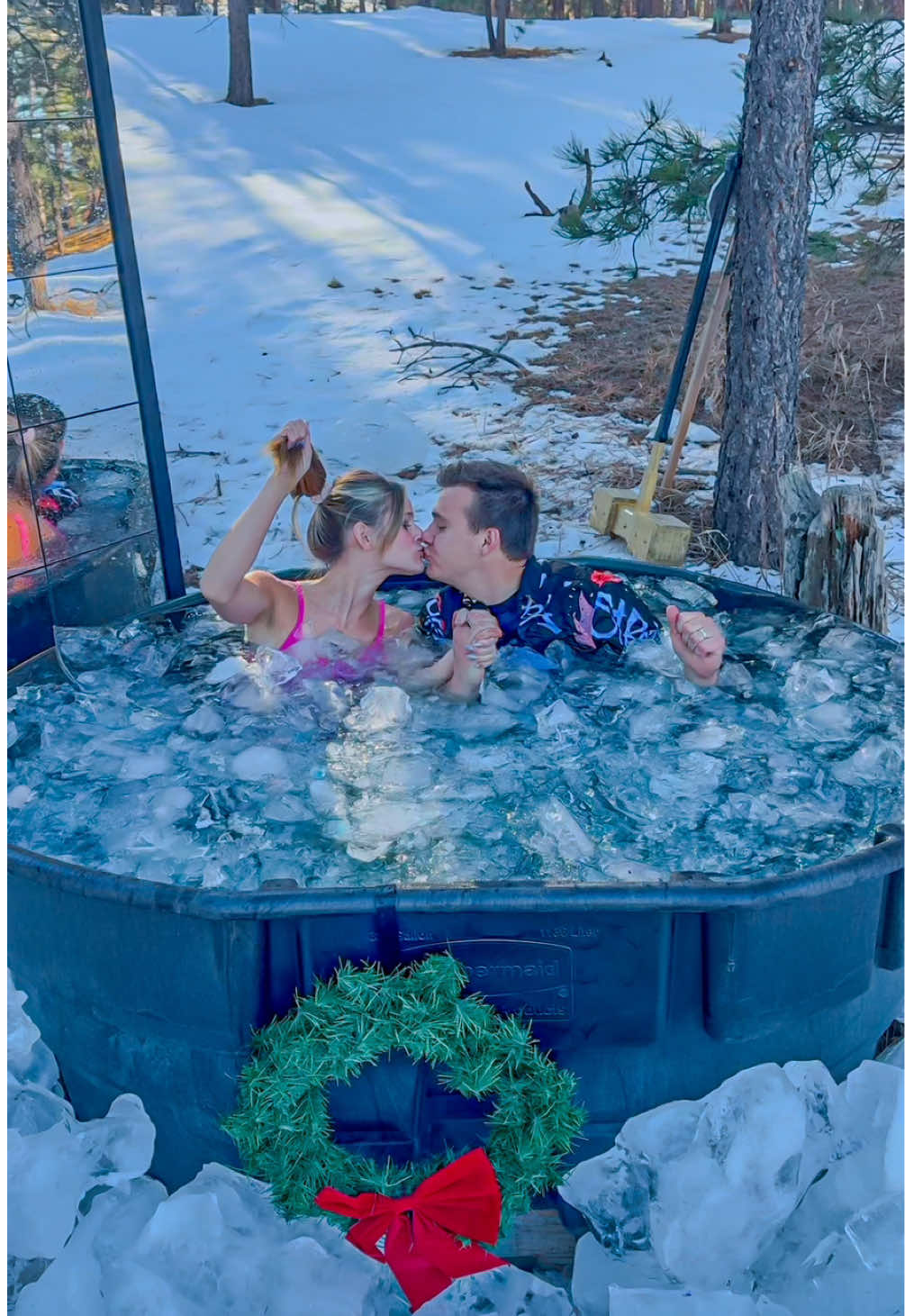 I told him I had a surprise😅 #couple #married #daily  #marriage #marriedlife #wife #husbandandwife #hubby #icequeen #icebath #coldplunge #winter #cold #snow #frozen #fun