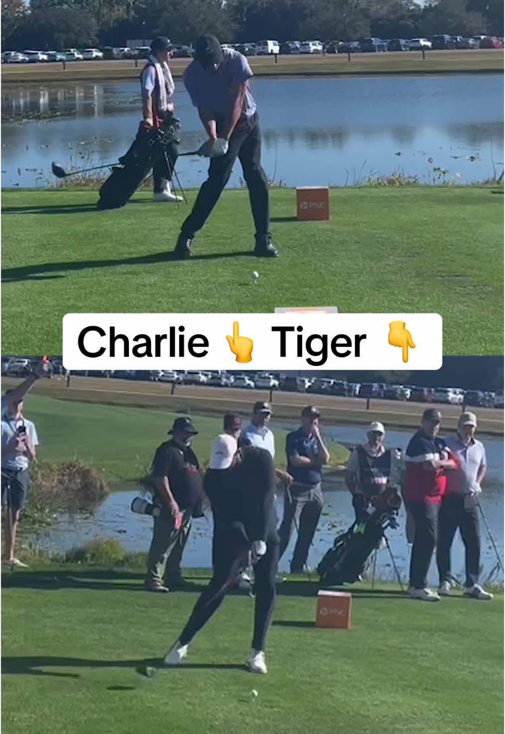 Take a closer look at the similarities between Charlie and Tiger Woods’ driver swings. 😳  #tigerwoods #golf #golftiktok 