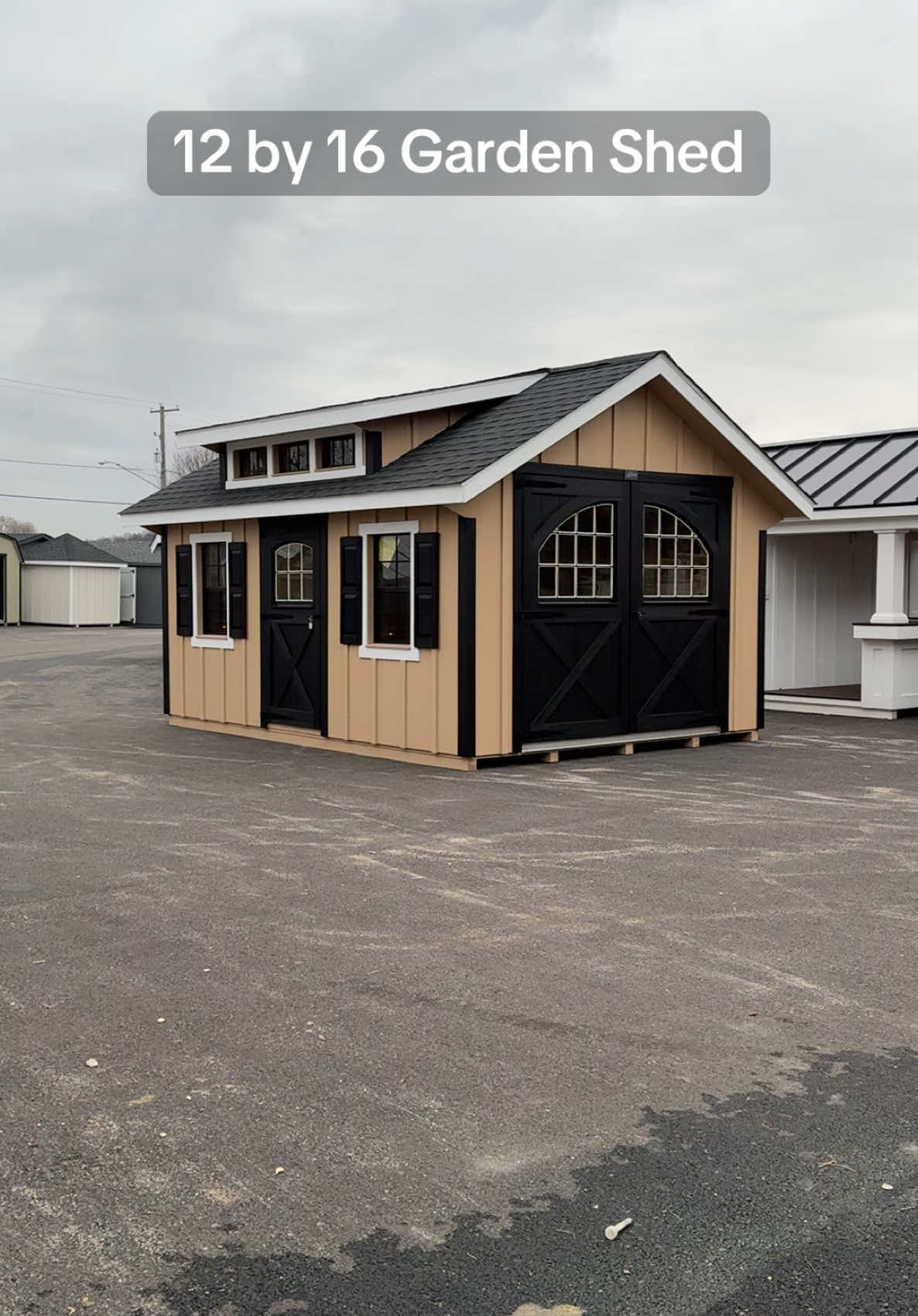 The custom color of this Garden Shed really pops against this grey Winter sky. #mancave #sheshed #homeoffice #tinyhouse #workshop 