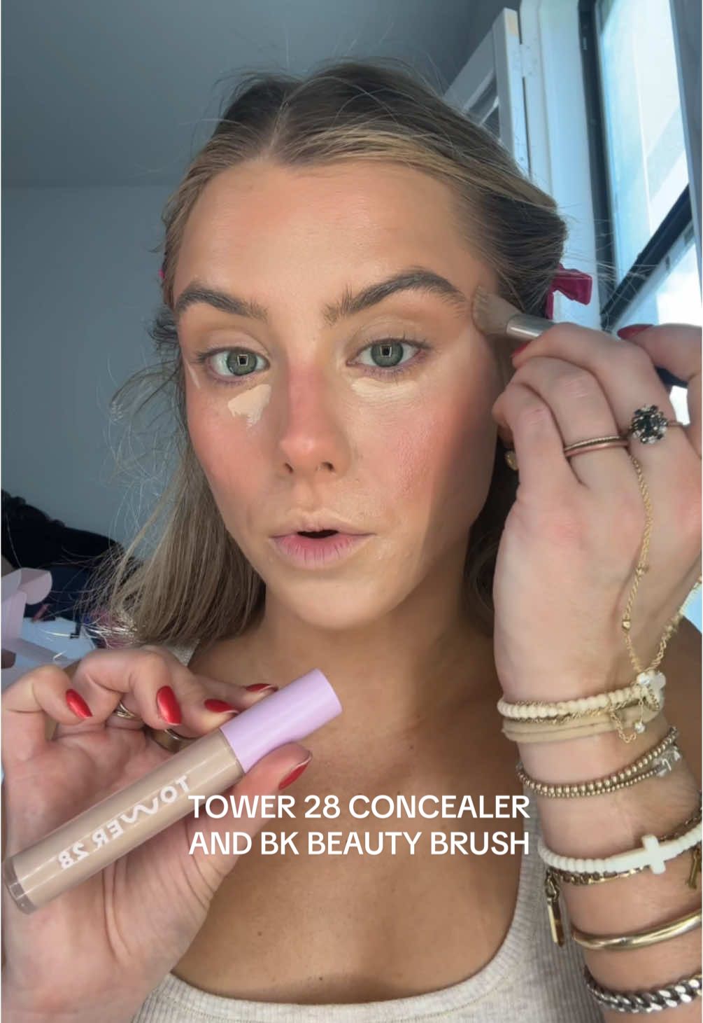 if you have acne prone skin you have to make sure your concealer is acne safe or at least safe for sensitive skin this is shade DTLA and the internet viral concealer makeup brush 🤭✨ @Tower 28 Beauty @BK Beauty Brushes  #tower28 #tower28beauty #tower28makeup #acnesafemakeup #acnesafeconcealer #concealer #concealerhack #concealertutorial #acnemakeup #acnemakeuproutine #fyp #cleanmakeup #cleanmakeupbrands #cleanbeauty #cleanbeautytok tower 28 concealer, tower 28 swipe all over hydration serum concealer, acne safe makeup, acne makeup, makeup for acne, clean makeup, clean beauty brands. #newyearnewaura #tiktokshopcreatorpicks #tiktokshopyearendsale #mademyyear 