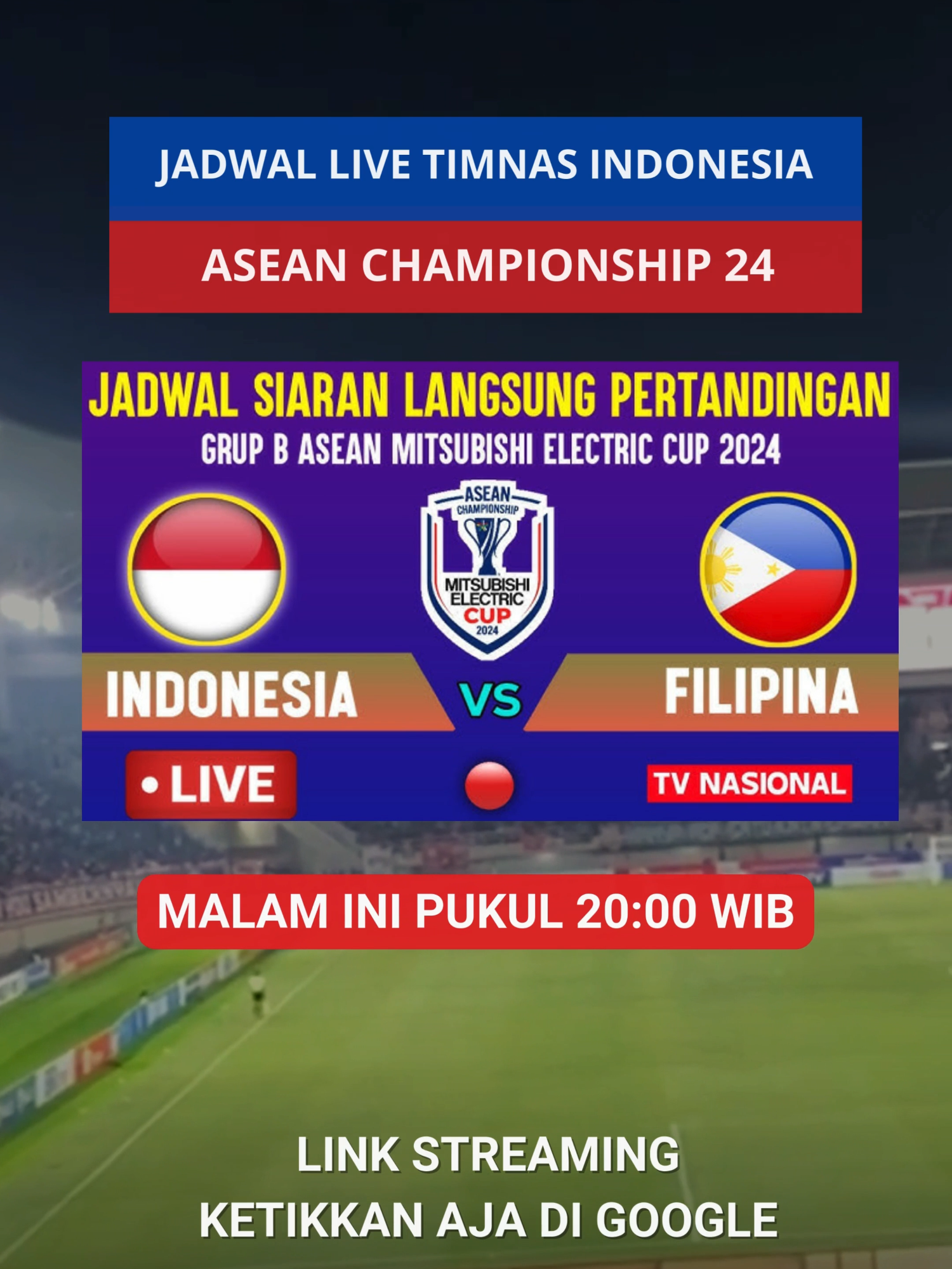 INFO LIVE STREAMING INDONESIA VS FILIPINA link streaming indonesia vs filipina malam ini  #timnasindonesia#timnasday#aseanchampionship2024#indonesia#filipina#timnasgaruda#jadwalbola#indonesiavsfilipina#jadwalsepakbola#jadwalbolahariini#jadwalbolatv#xyzbcaa#fyp