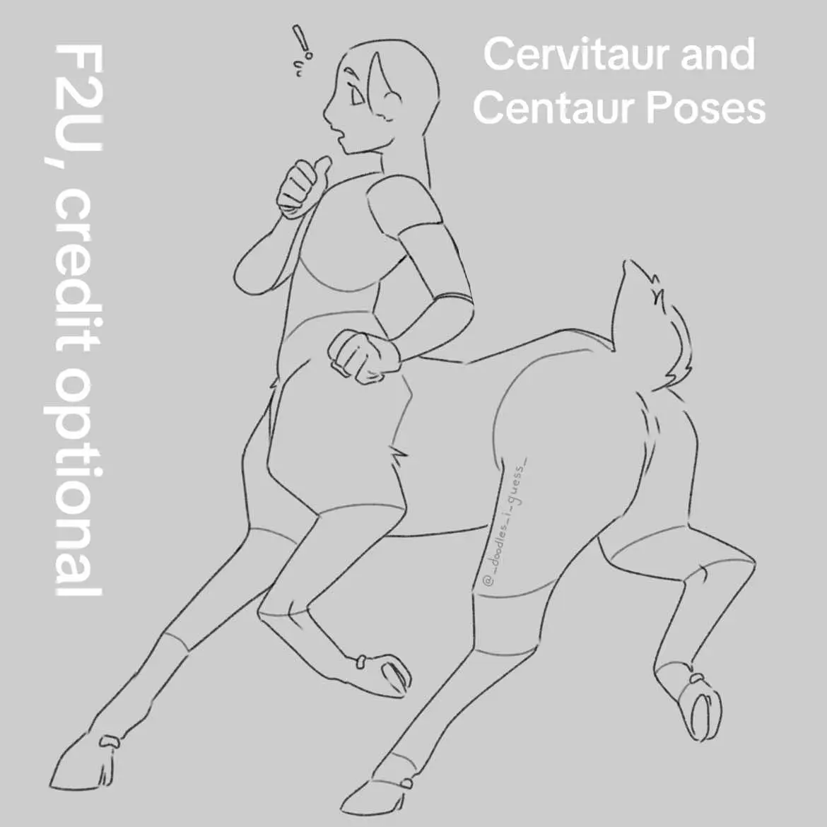 The first two are cervitaurs (deer centaurs basically), and the next two are centaurs. I tend to draw cervitaurs with larger human bodies in relation to the animal half, but centaurs just seem to make more sense with real big horse halves you know? There are alt ideas for one cervi and one cen  #doodlesiguess #poses #artposes #artreference #drawing #digitalart #centaur #cervitaur #fantasy #poseideas #pose #fyp #fypシ 