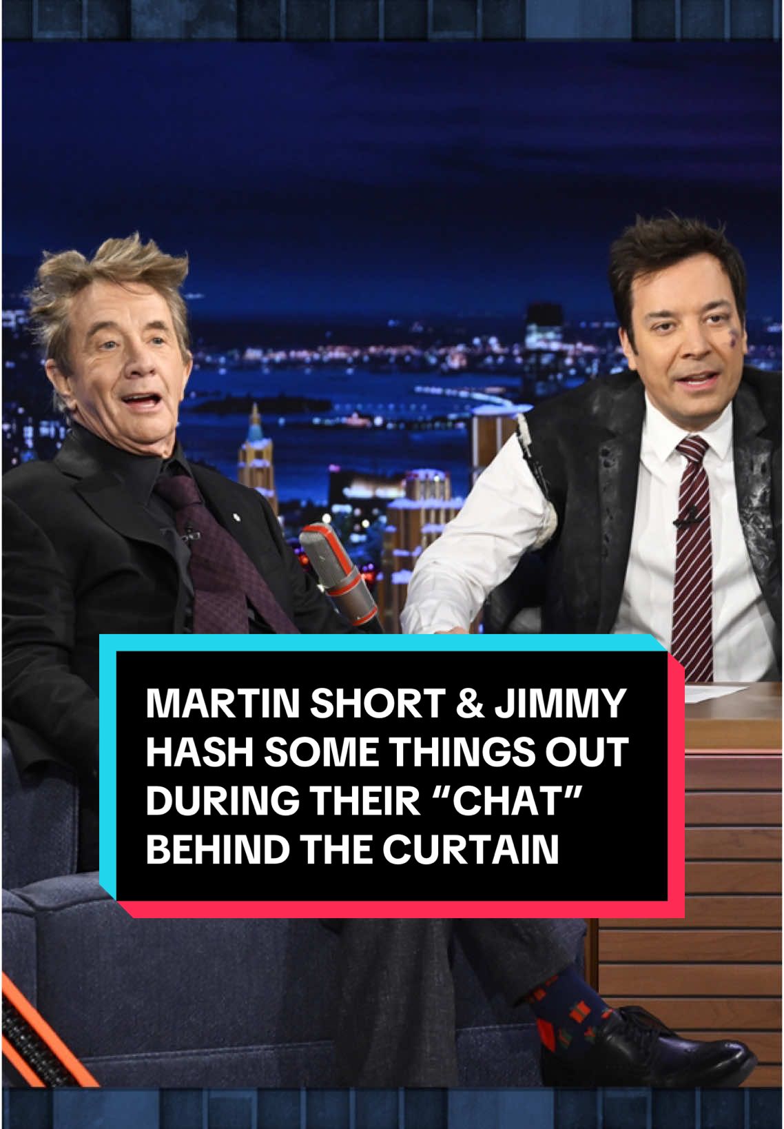 Martin Short and Jimmy hash some things out during their “chat” behind the curtain 🤣 #FallonTonight #TonightShow #MartinShort #JimmyFallon 