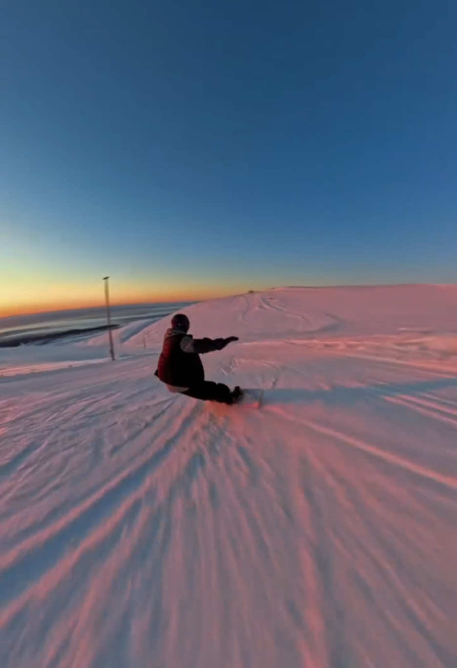 Sunset carving 🌅 > graduov_ilya on ig #snow #snowboarding