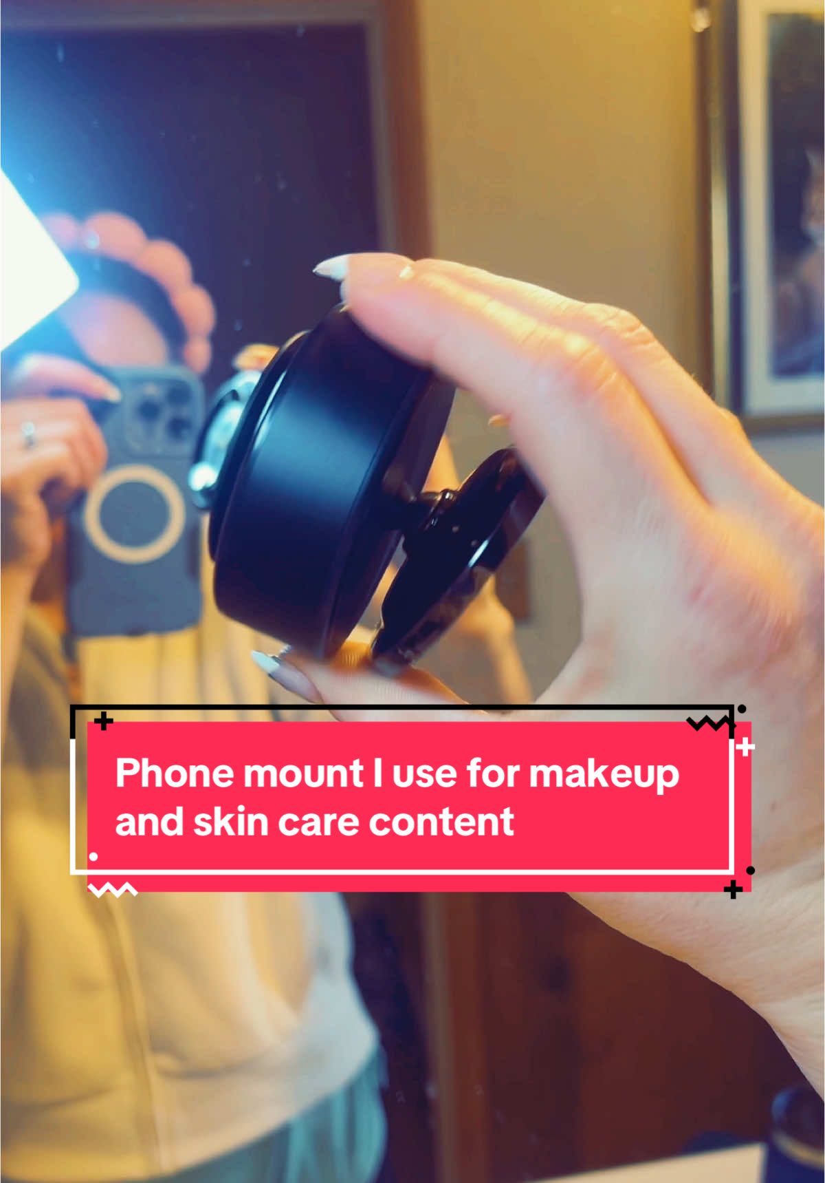 This magnetic phone mount is so ideal for filming makeup and skin care content in your bathroom #magneticphoneholder #phonemount #skincaretutorial #skincarecontentcreator #makeupcontentcreator 