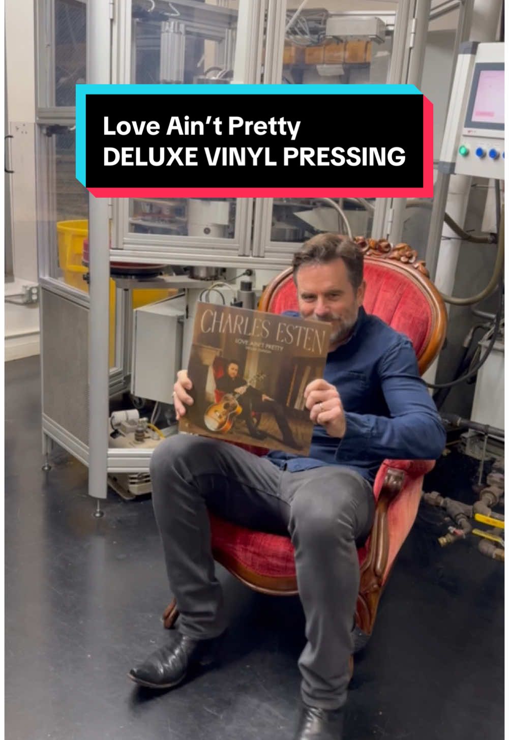 One of the great days in my life today as Patty and I went to visit our friends at @thevinylabofficial to see the pressing of LOVE AIN’T PRETTY Deluxe Vinyl. Blown away by this gorgeous LIMITED EDITION disc in a color inspired by the red velvet chair on the cover. These will be hand-numbered and autographed, there will only ever be 200 of these made. Pre-order either version today at the LINK IN MY PROFILE! #charlesesten #loveaintpretty #vinyl 