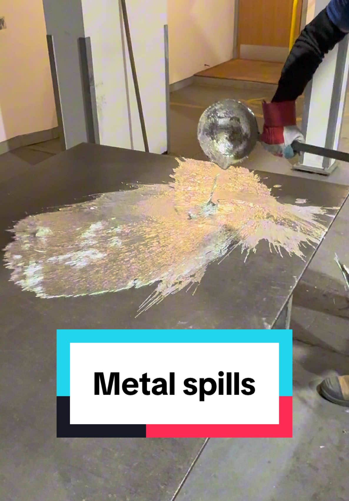 Replying to @lax splatting, rolling up, and remelting a splat of metal! #moltenmetal #request #metalspill