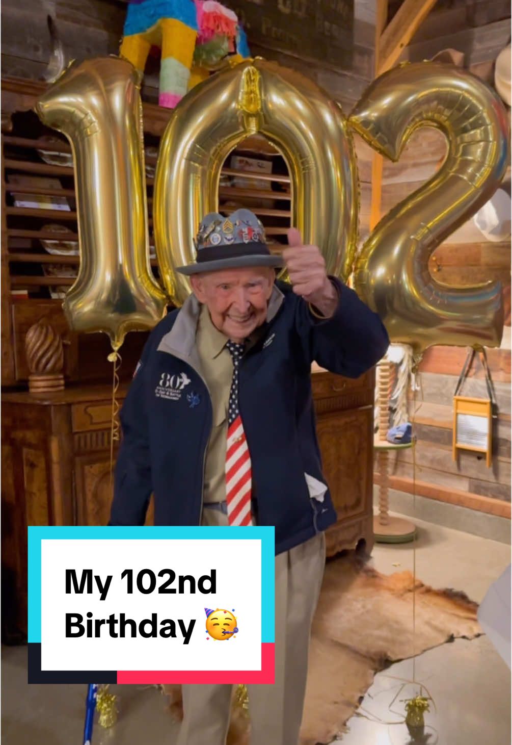 Thank you all for the birthday wishes!! I am so thankful to have you all in my life. I wouldn’t be here without YOU! ❤️🎂🎉#creatorsearchinsights #birthdayboy #102yearsyoung #grandparentsoftiktok #birthdayparty #veteran #birthday 