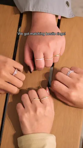 We got the perfect bestie rings!🤗🛒 #daintyrings #ringsetof4 #ringstack #dailyrings #bestierings #giftforbesties  