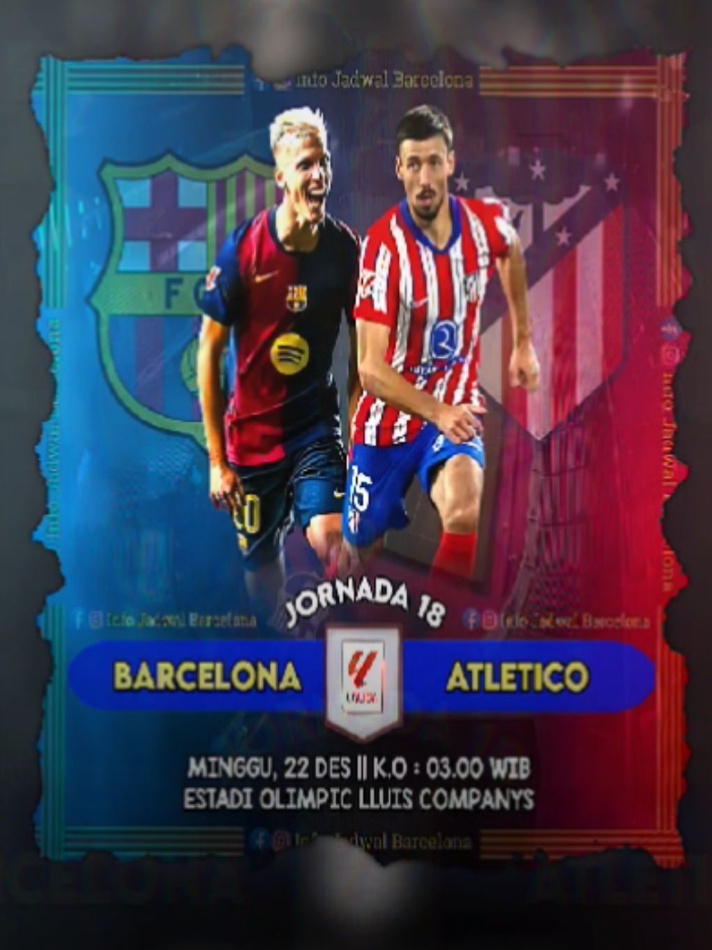 Tebak score less? Big match Barcelona vs Atletico Madrid la liga jornada 18 #fcbarcelona #atleticomadrid #laliga #bigmatch #football #fyp 