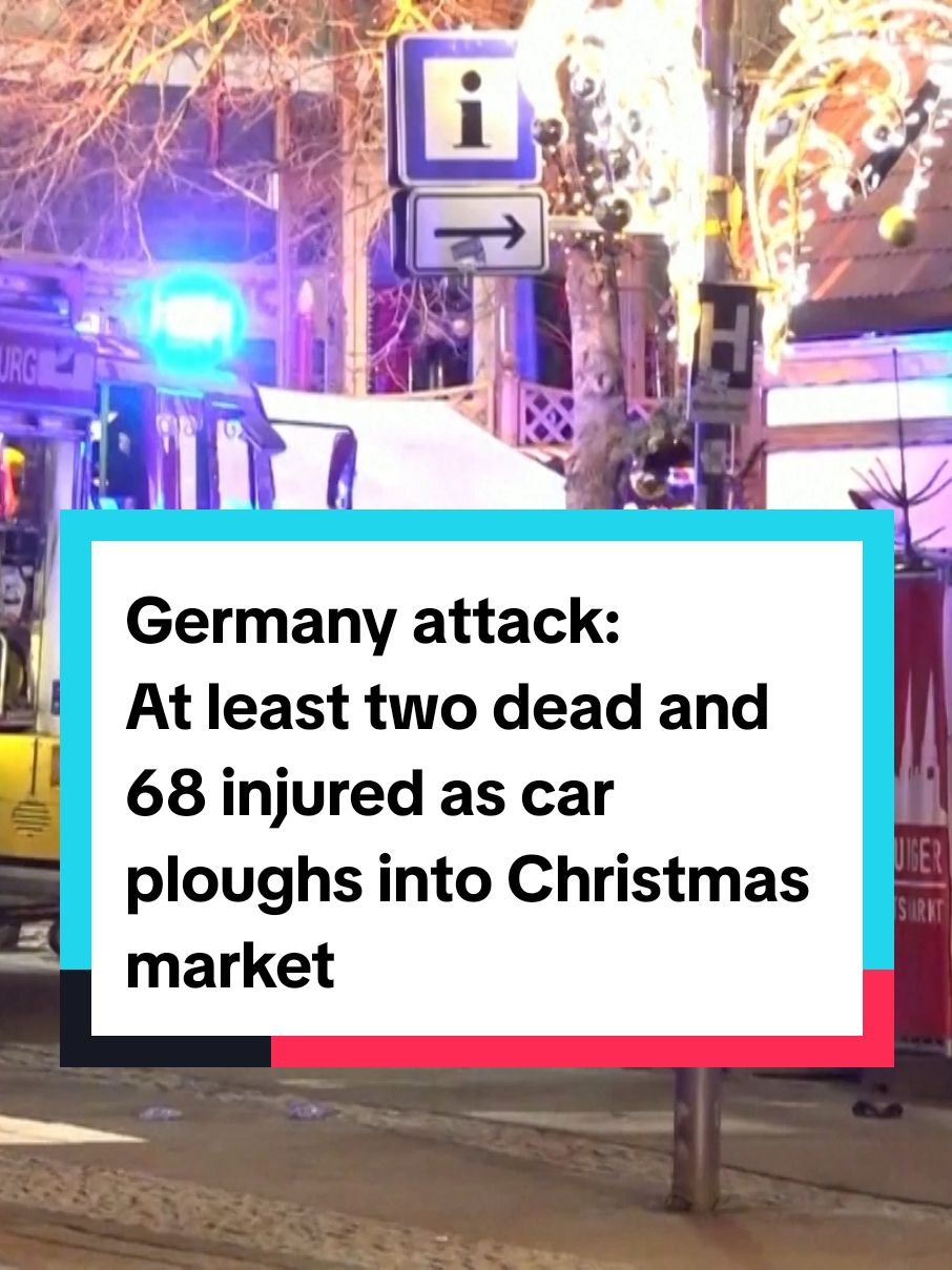 At least two people, including a child, were killed and 68 others were wounded when a car was driven into a crowd at a Christmas market in the east German city of Magdeburg in a suspected terror attack. #germany #attack #magdeburg #christmasmarket 