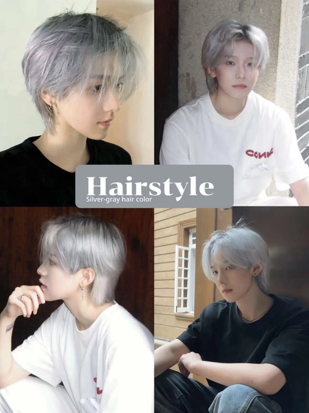 Silver-gray hair color #hairstyle #mytype #mullet #curtainmullet #coolgirl #le #tomboystyle  @blackDD69  @blackDD69  @blackDD69 