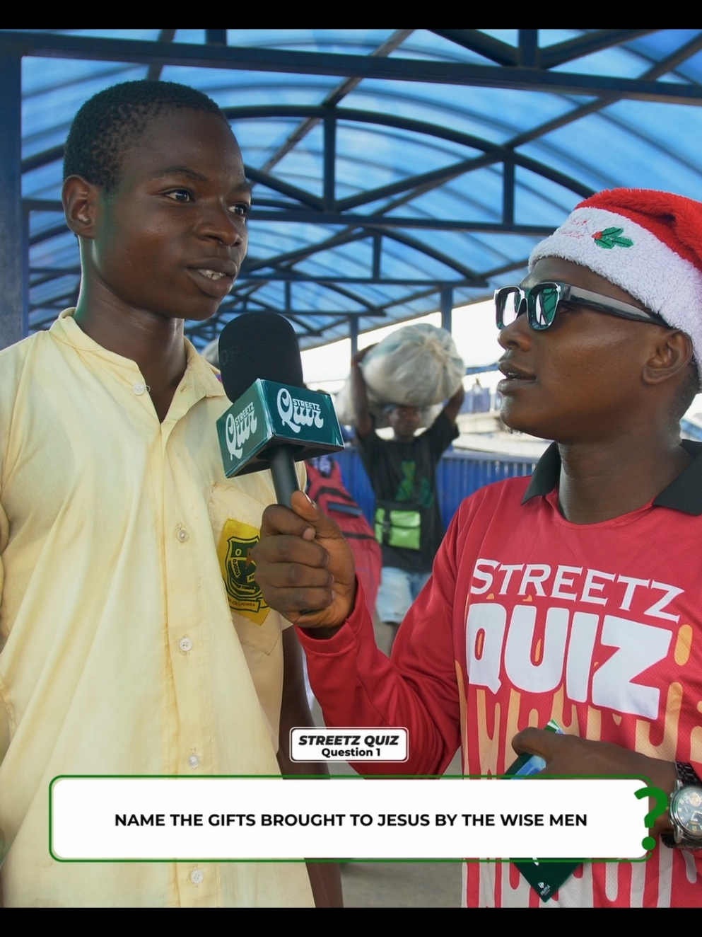 Can Emmanuel name the gifts brought to Jesus by the wise men? 🤔 #christmastrivia #christmasquiz #quizchallenge #quiztime #trivia #christmas2024 #christmaschallenge #christmastiktok #questionoftheday #streetquiz 