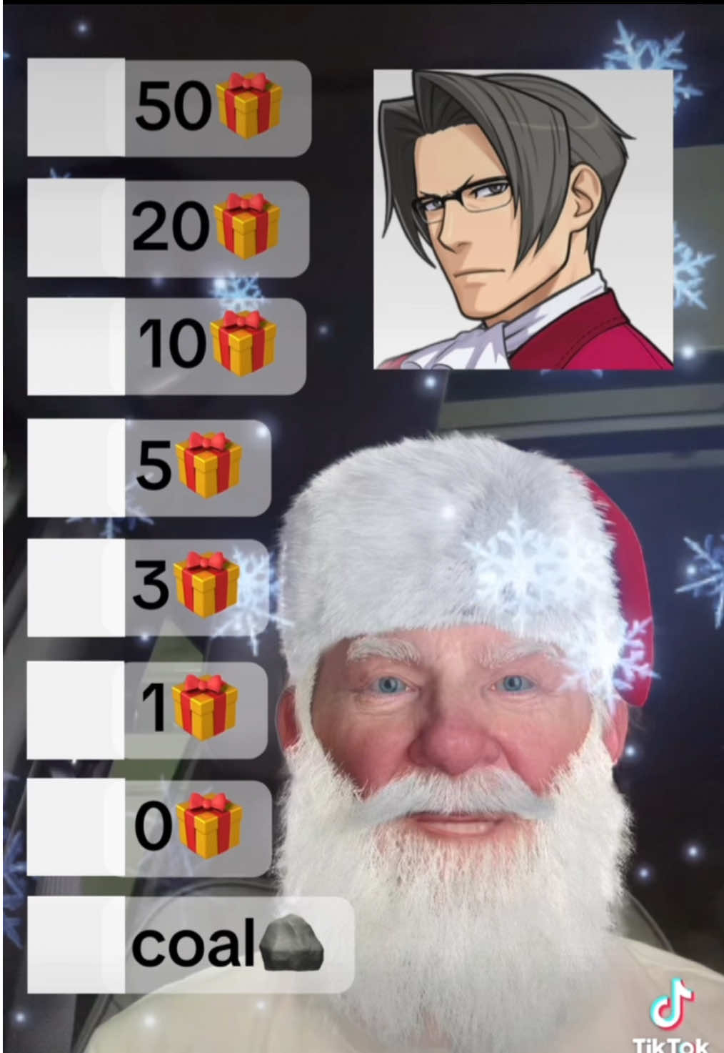 Many presents to give out this year… #aceattorney #phoenixwright #phoenixwrightaceattorney #milesedgeworth #blindranking #ranking #capcom #capcomgames #christmas #santa #fyp #fypage #foryoupage 