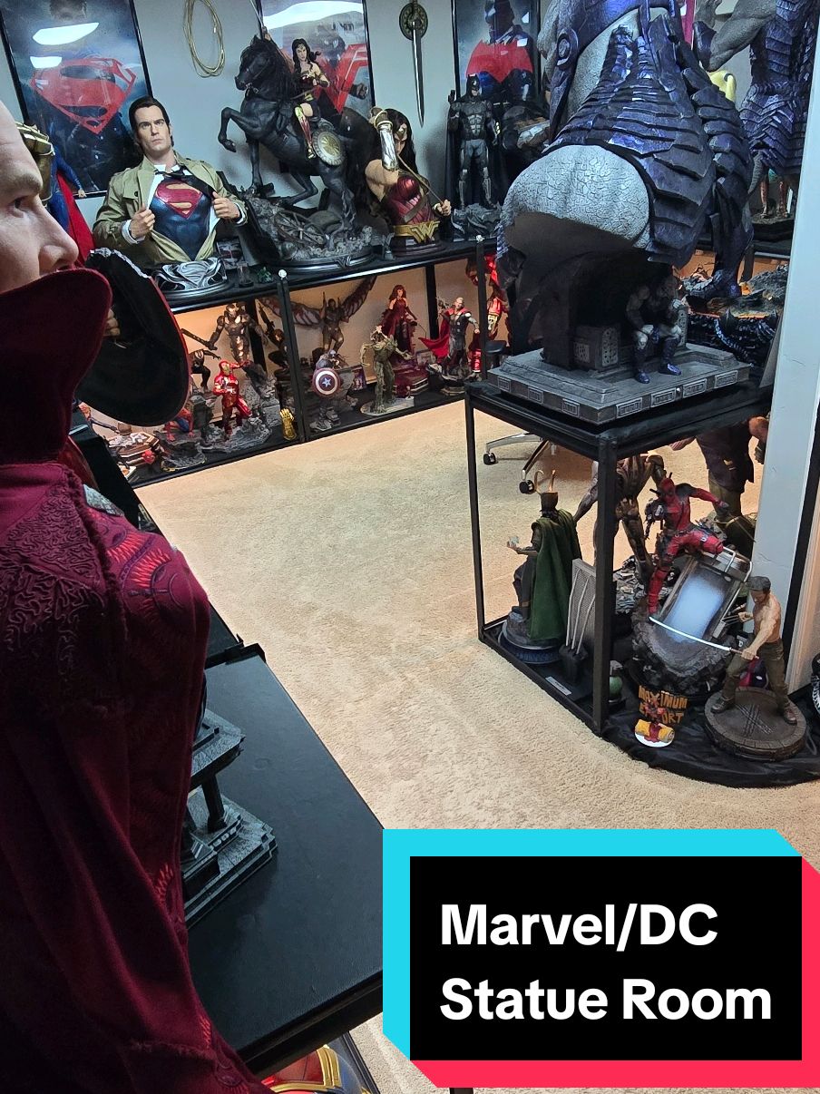 Marvel & DC Statue Room Over $100 k of statues in this room!  #marvel #marvelstudios #dccomic #mancave #statue #viraltiktok #reels #trending #ironman #batman #thor #loki #captainamerica #blackwidow #blackpanther #thanos #avengers #infinitywar #endgame #justiceleague #wonderwoman #superman #venom #joker #bane #catwoman #harleyquinn #mera #amberheard #margotrobbie #galgadot #scarlettjohansson #tomholland #eddiebrock #tomhardy #hulk #blackadam #therock #shazam #vision #wandavision #wanda #wandamaximoff #groot #jamesgunn #guardiansofthegalaxy #russobrothers #avengersinfinitywar #avengersendgame #manofsteel #batmanvssuperman #snydercut #snyderverse #benaffleck #chrishemsworth #chrisevans #joshbrolin #tomhiddleston #darkseid #spiderman #