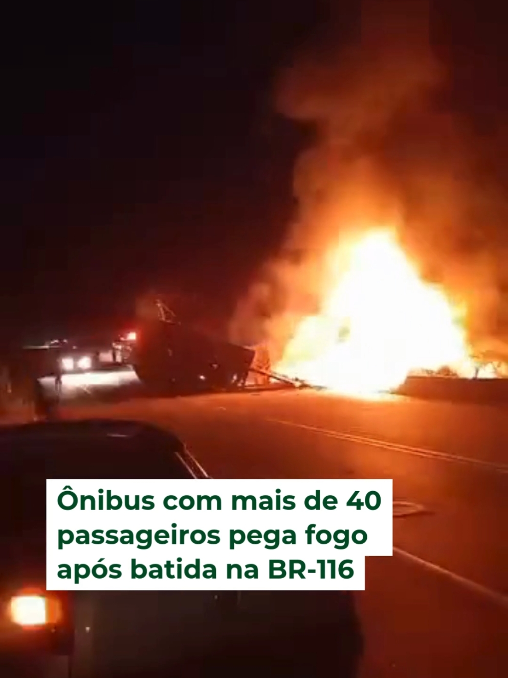 NO VALE DO MUCURI - Um ônibus com aproximadamente 45 passageiros pegou fogo após se envolver em um acidente com uma carreta e um carro na BR-116, em Teófilo Otoni, no Vale do Mucuri, em Minas Gerais, neste sábado (21 de dezembro). O acidente provoca a interdição da rodovia federal. Informações preliminares do Corpo de Bombeiros indicam que a batida ocorreu nas proximidades da localidade de Lajinha. Até a publicação desta reportagem, as autoridades não haviam divulgado o número exato de vítimas, mas confirmaram a existência de mortos. A Polícia Rodoviária Federal (PRF) informou que a interdição da BR-116 ocorre a partir do km 285. “Pista totalmente interditada devido ao acidente. Sem previsão de liberação”, esclareceu o órgão. 📲 Leia a matéria completa no nosso site. #viraliza #br #acidente #onibus #br116 #mg #4you 