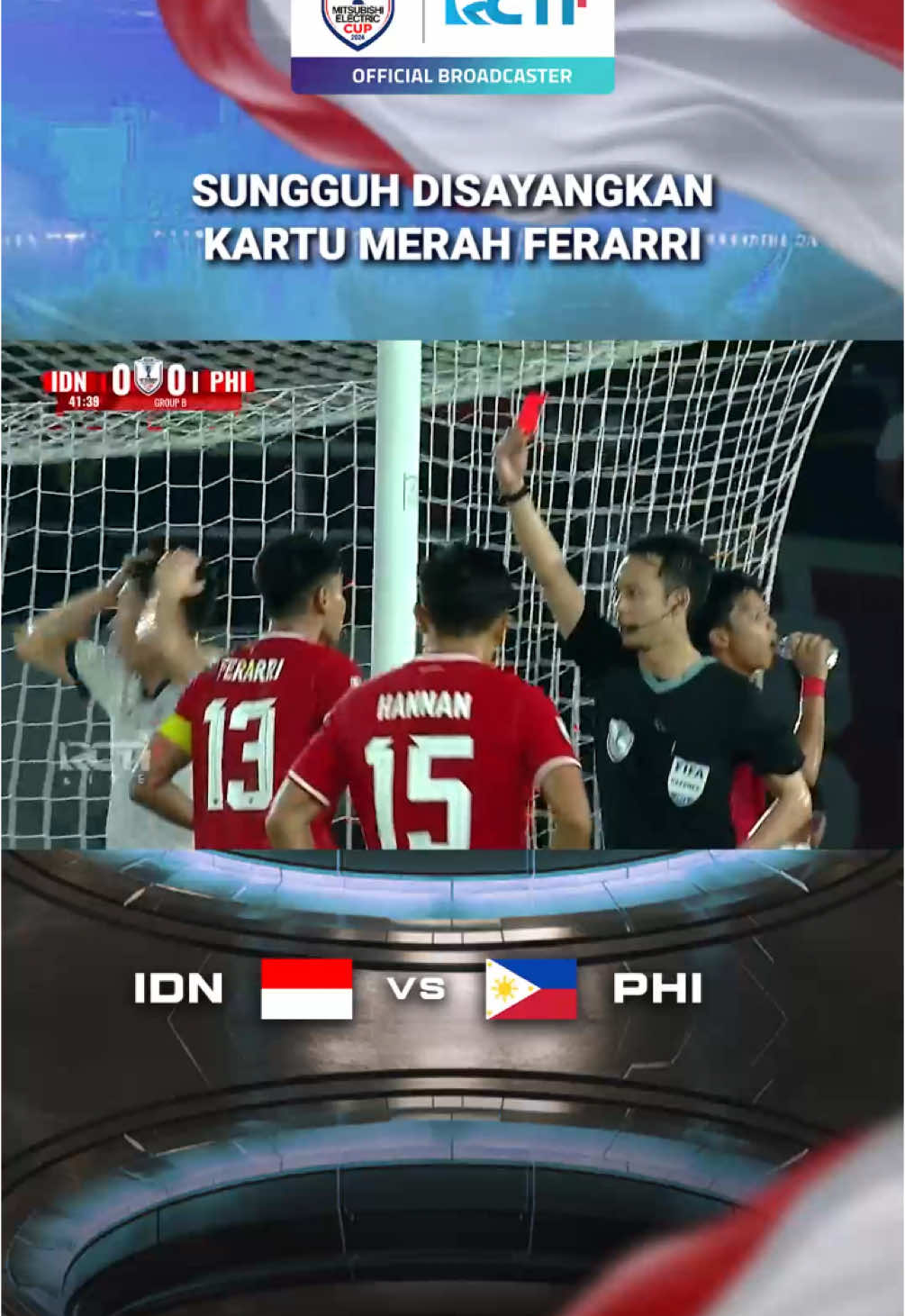 Ferarri mendapatkan kartu merah langsung Indonesia vs Filipina Streaming di rcti.plus/timnas #RCTIPlusSports #RCTIPlusSuperApp #TimnasIndonesia #GarudaMendunia #Timnas #MitsubishiElectricCup #aseanutdfc #kitagaruda #Timnasday