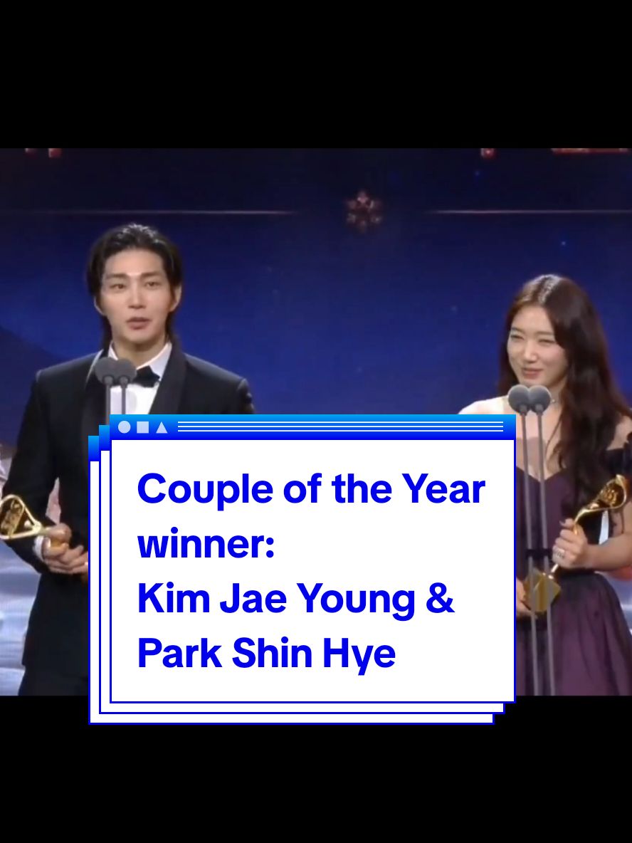 Best Couple of the Year winner at SBS Drama Awards 2024: Park Shin Hye & Kim Jae Young 🖤💜 Park Shin Hye in her acceptance speech after winning Best Couple:  